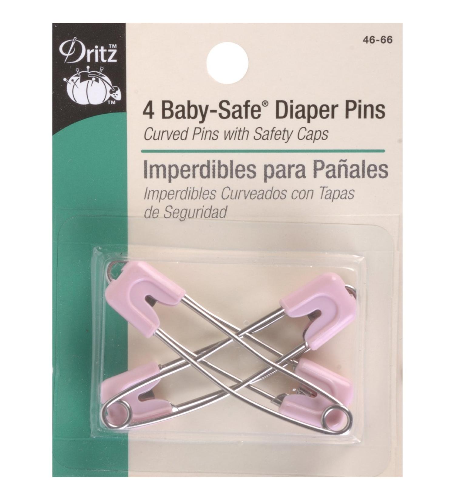 Dritz Pastel Baby-Safe, 4 Count, Assorted Colors Diaper Pins Pastels