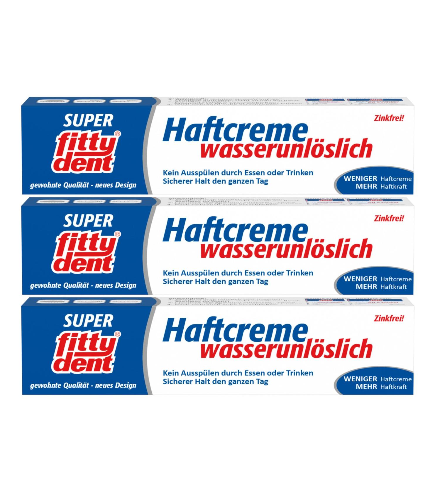 3x FITTYDENT Super Adhesive Cream 40g - Water-Insoluble Zinc-Free | International Shipping Available - Buy Online on GoSupps.com