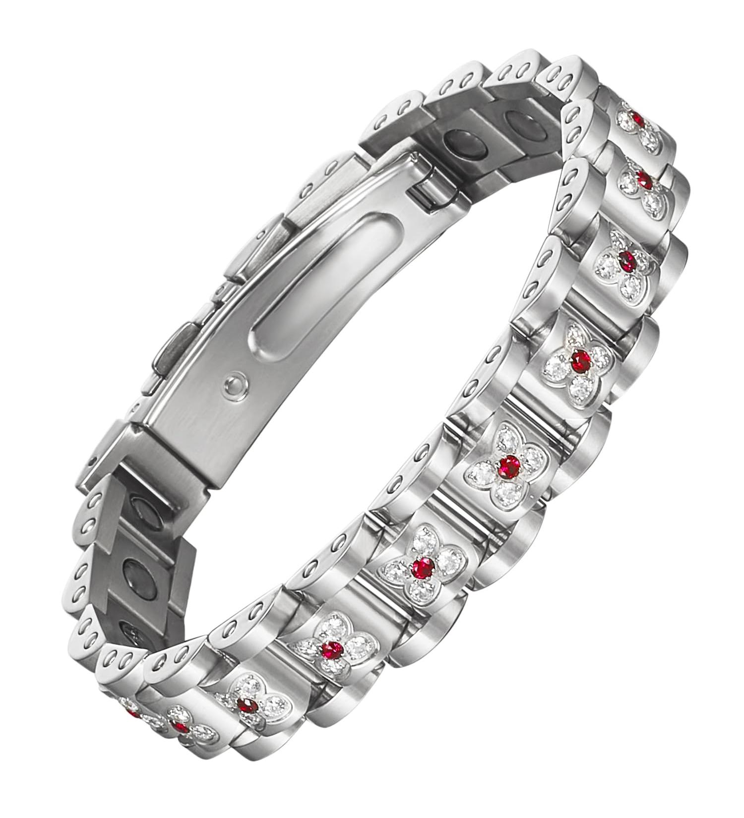 EnerCoppeX Magnetic Bracelets for Women Stainless Steel Bracelet with Effective Healing Magnets Adjustable Jewelry Gift (STB-2475ESDWK) - Buy Online on GoSupps.com