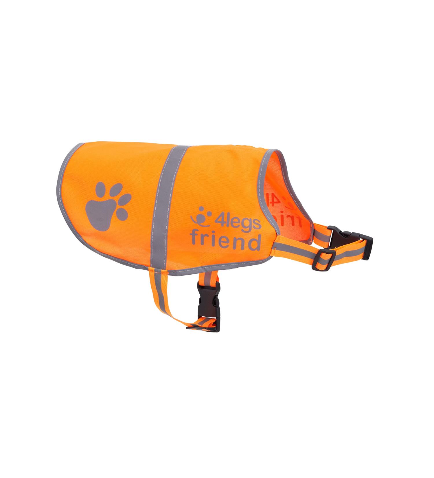 Orange Safety Reflective Dog Vest | 5 Sizes | Leash Hole | Snap Lock Buckle | High Visibility for Outdoor Activities | Medium - Keep Your Dog Safe - Buy Online on GoSupps.com
