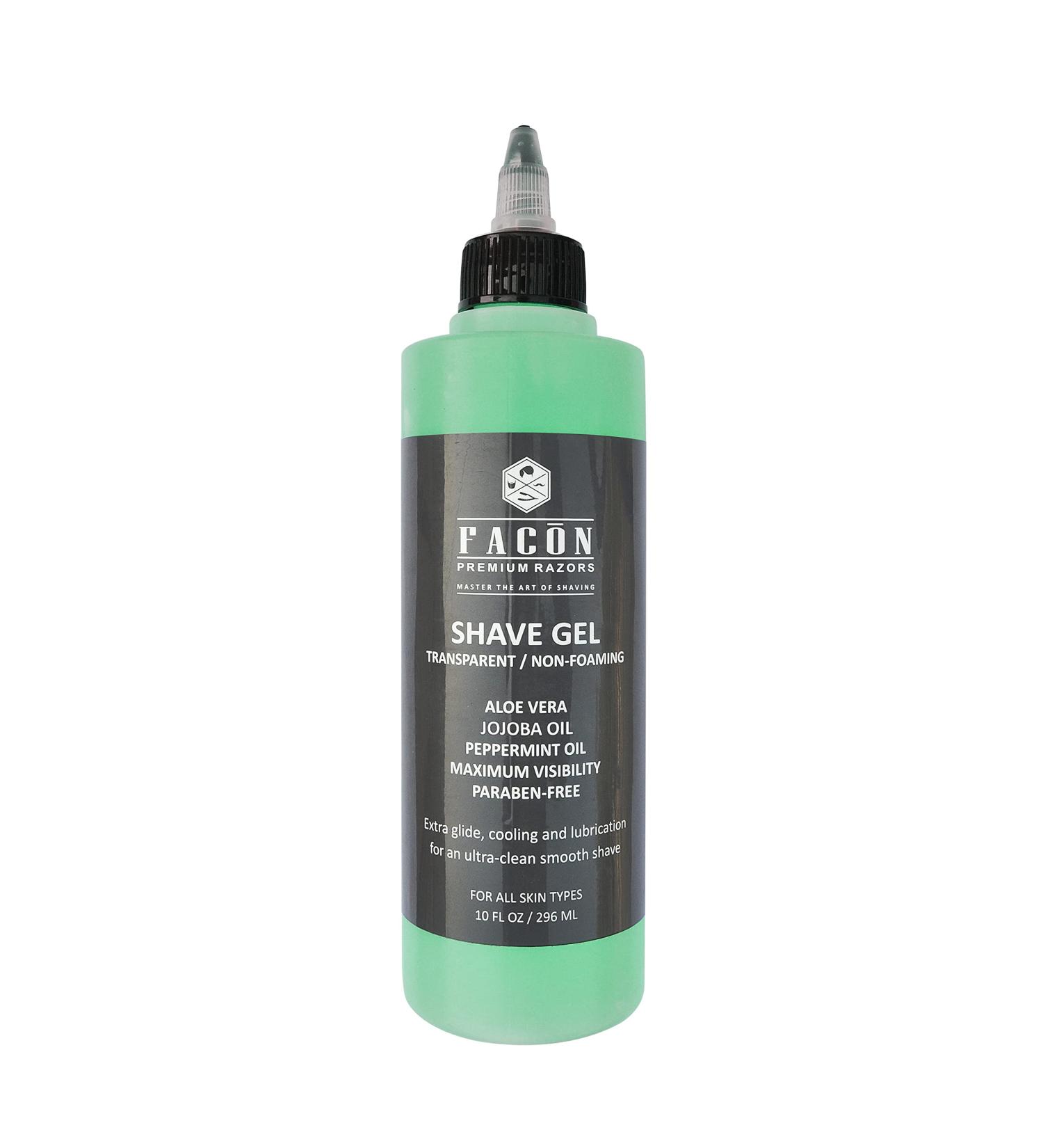 Facn Transparent Shave Gel with Aloe Vera & Menthol- Bourbon Luxury Scent - 10 fl oz - Buy Online on GoSupps.com
