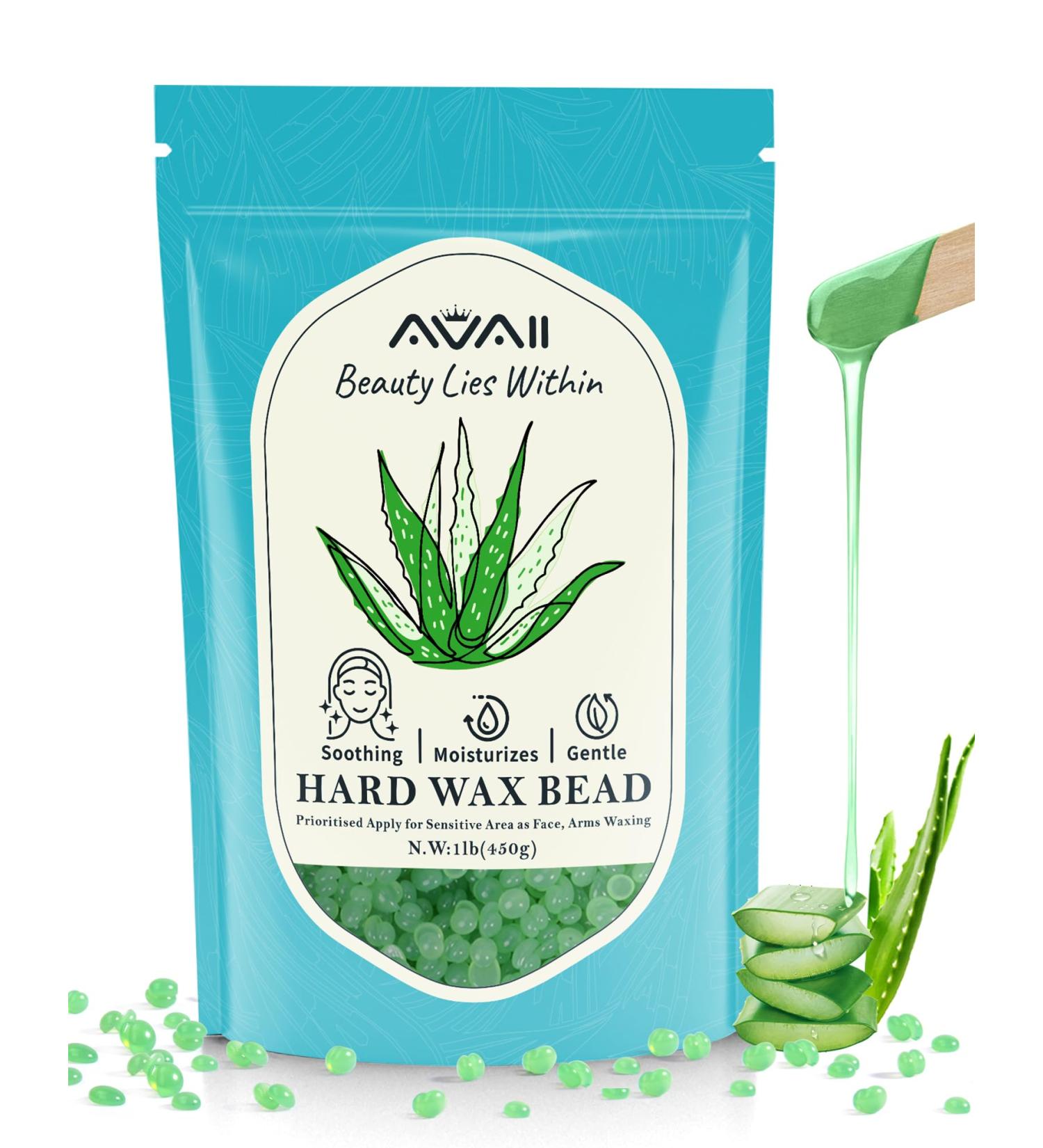 450g Aloe Hard Wax Beads for Sensitive Skin - Green Wax Beads for Hair Removal - Hypoallergenic Full Body Waxing Solution - Buy Online on GoSupps.com
