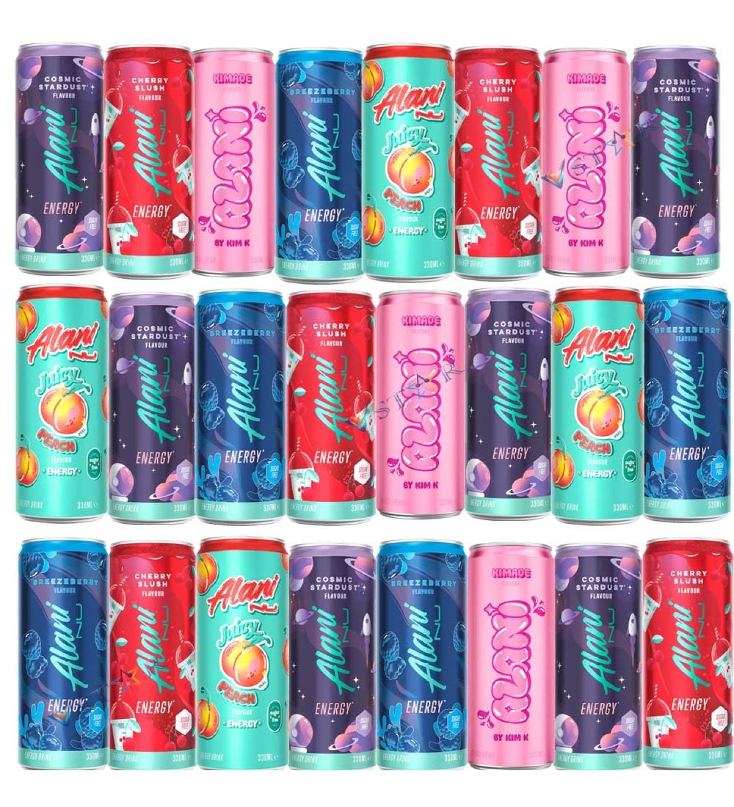 Alani Nu Cherry Slush Breezeberry Peach Cosmic Stardust & Kimade Energy Drinks 330ml (20 Random Mixed) Random Mixed 20