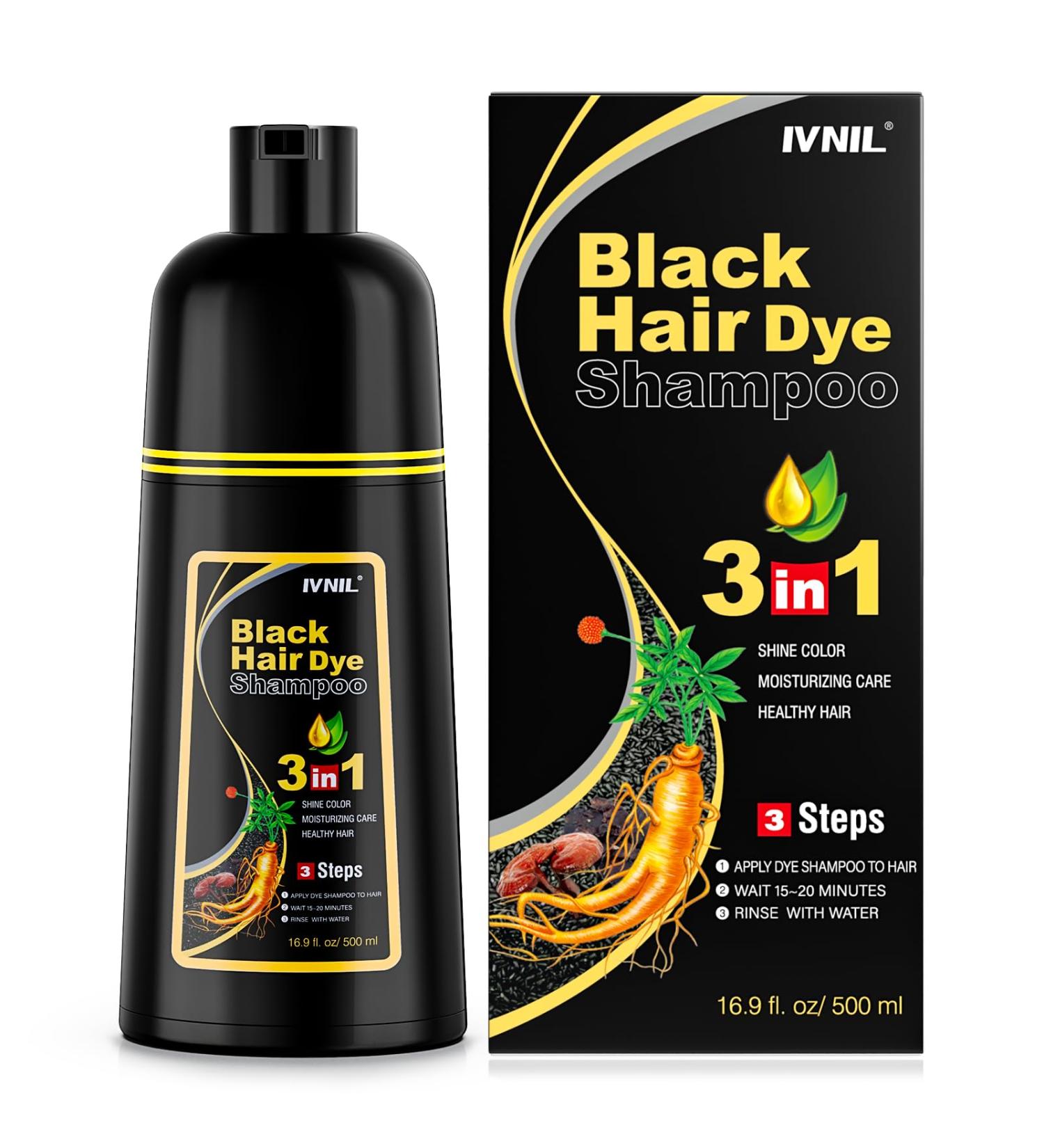 Evil Black hair color shampoo for gray hair black hair dye shampoo 3 in 1semipermanent hair color shampoo for women and men 100 gray coverage - Buy Online on GoSupps.com