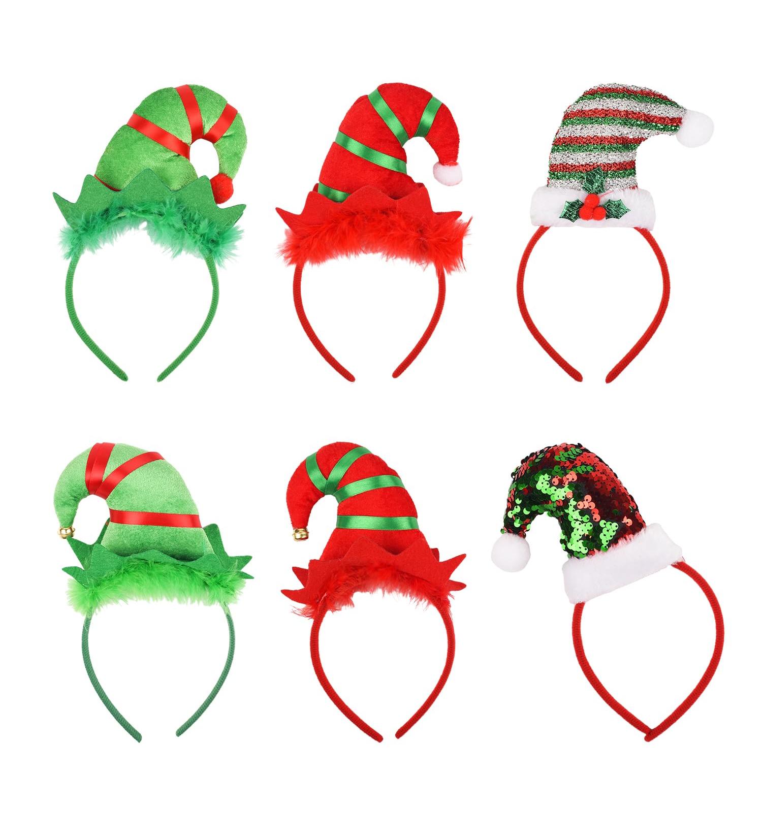 MEISH 6 Pieces Christmas Headbands Christmas Elf Hat Headbands Holiday Party Accessories for Christmas Party Gifts - Buy Online on GoSupps.com