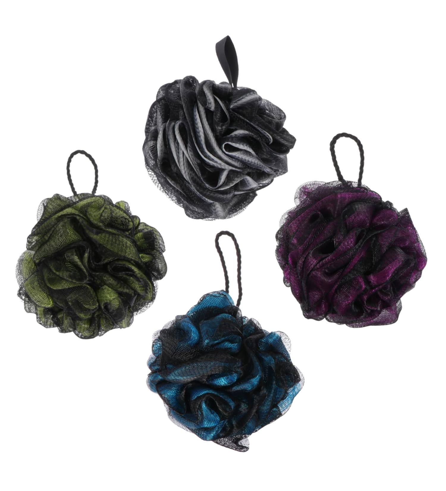 Shop Ipetboom 4pcs Bath Ball Set - Comfortable Exfoliating Shower Scrubbers for Women | Black Bath Sponge & Body Washing Tool - Buy Online on GoSupps.com