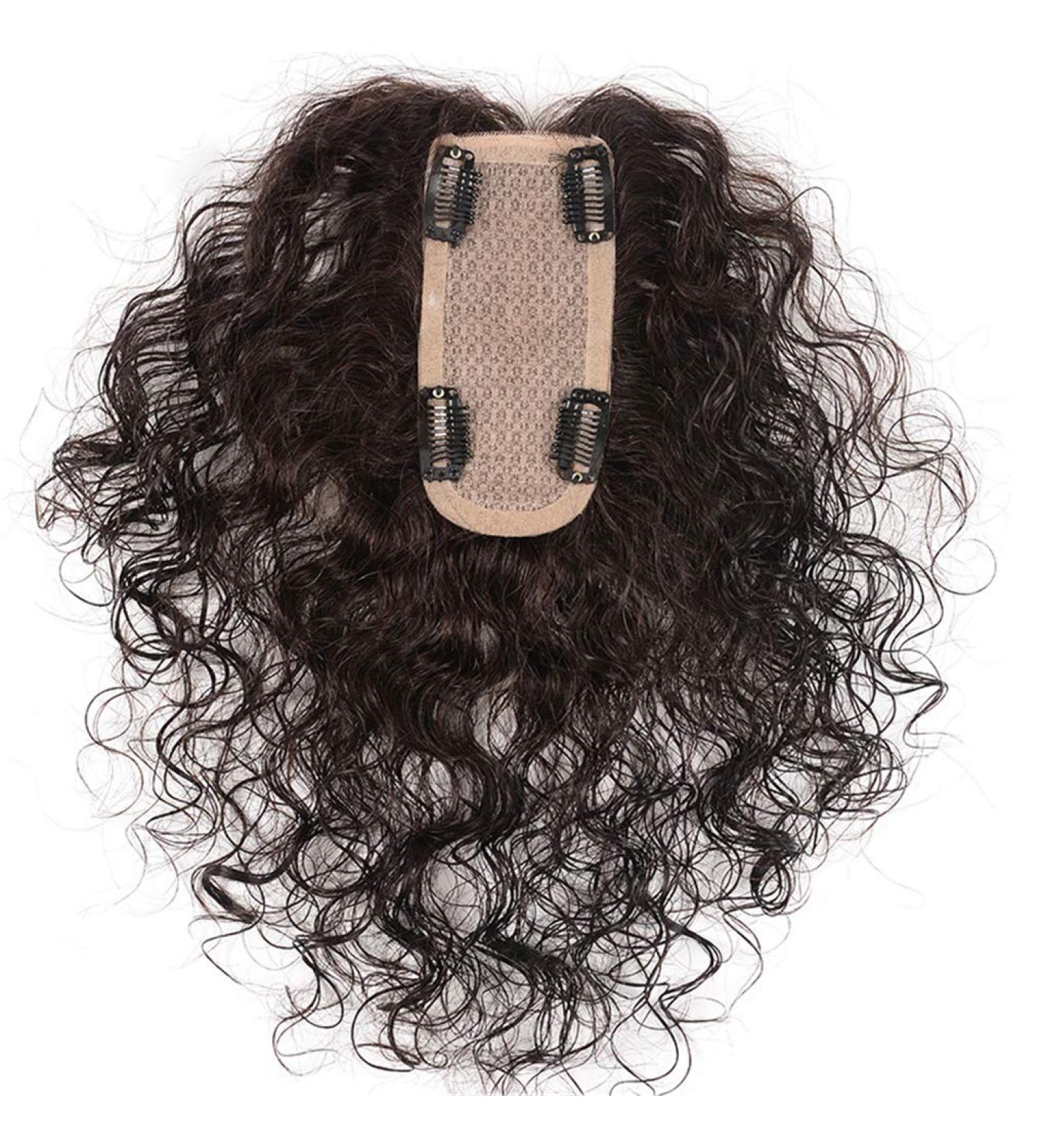 Curly Wig for Women | Natural Hairline Silk Base Clip-In Human Hair Topper | 12 Black for Thin Hair - Buy Online on GoSupps.com