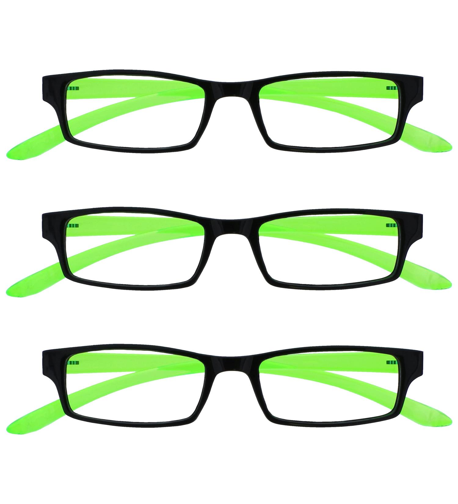 UV Reader Black & Bright Green Neck Reading Glasses - Value 3 Pack for Men & Women +1.50 Diopters | UVR3PK021 - Shop Internationally - Buy Online on GoSupps.com