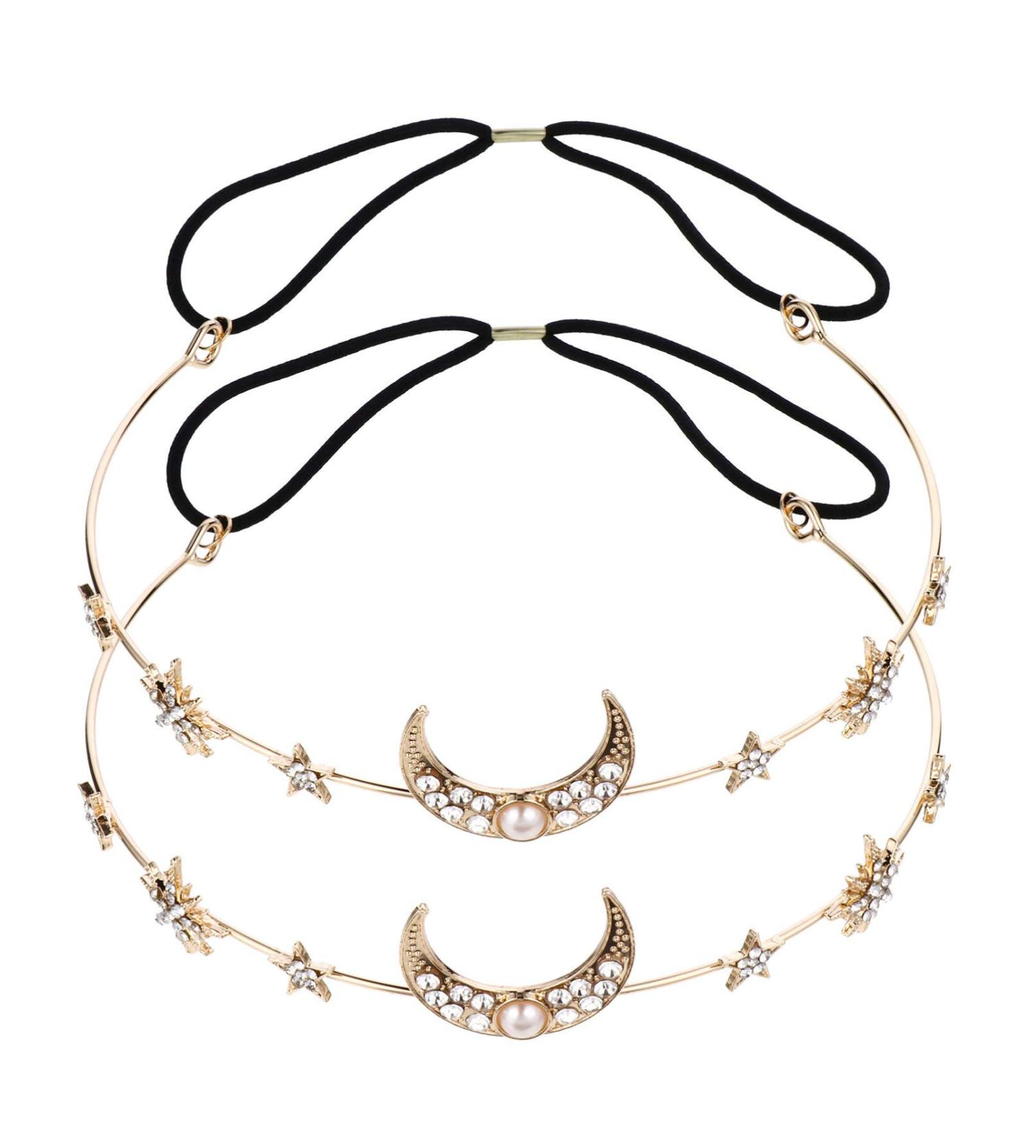 FRCOLOR Moon Stars Hairband Set | Gold Tiaras Headband | Wedding Hair Accessories for Women - 2pcs - Buy Online on GoSupps.com