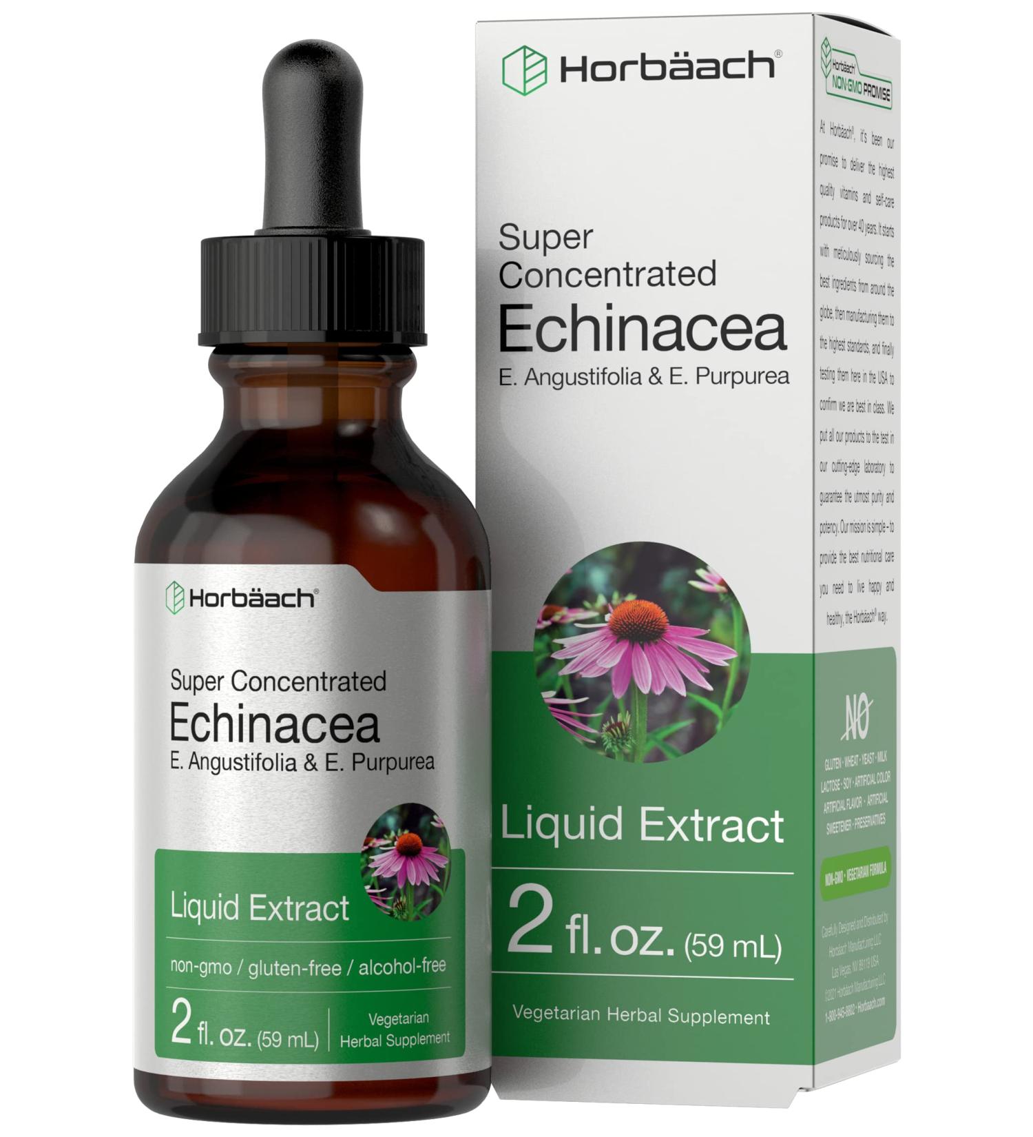 Horbaach Echinacea Liquid Extract - 2 fl oz | Super Concentrated Drops | Alcohol-Free - Vegetarian, Non-GMO, Gluten-Free - Buy Online on GoSupps.com
