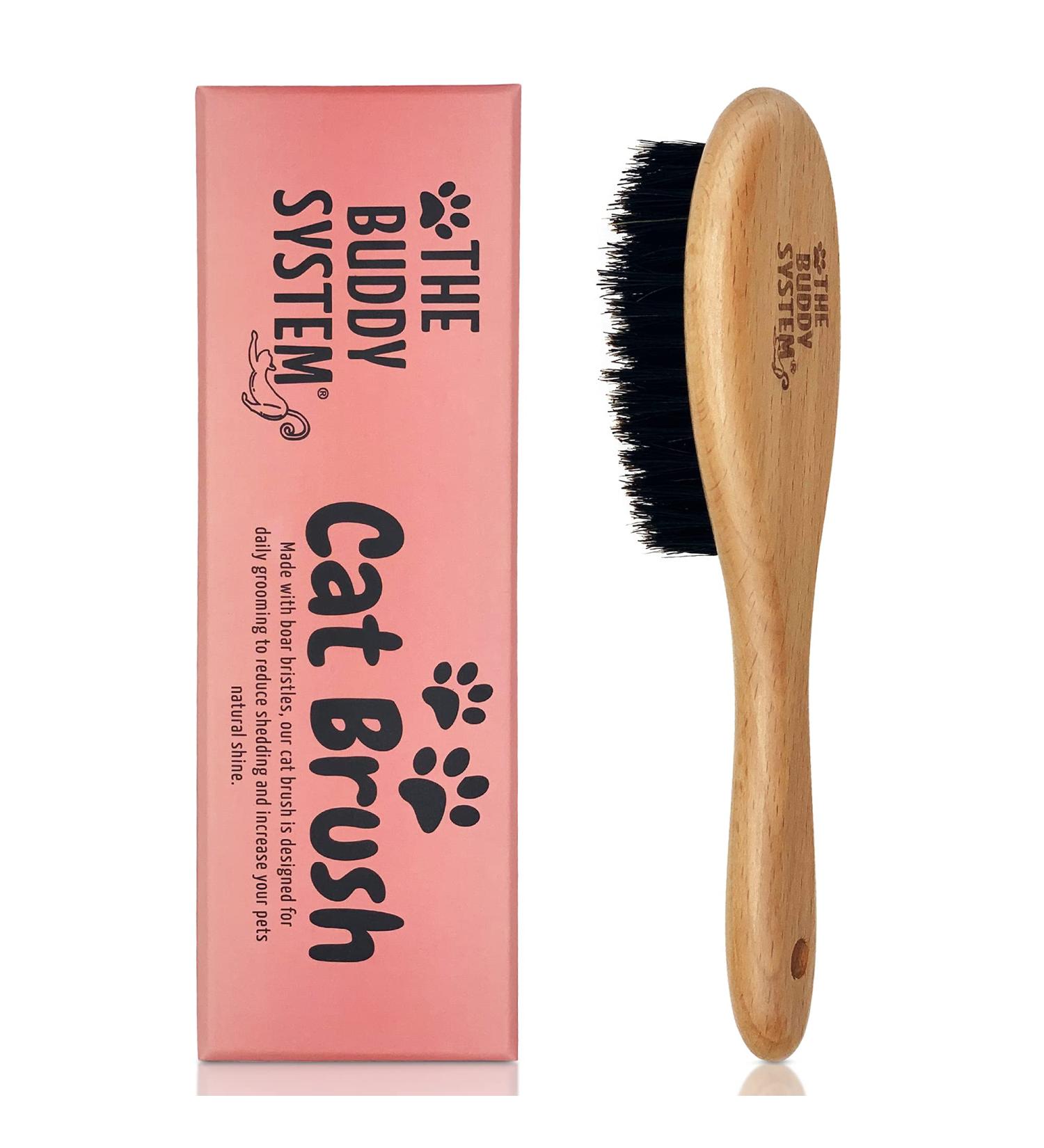 Professional Grade Cat Brush with Boar Bristle and Wooden Handle - Reduce Shedding and Promote Healthy Shine - 1 Pack - Buy Online on GoSupps.com