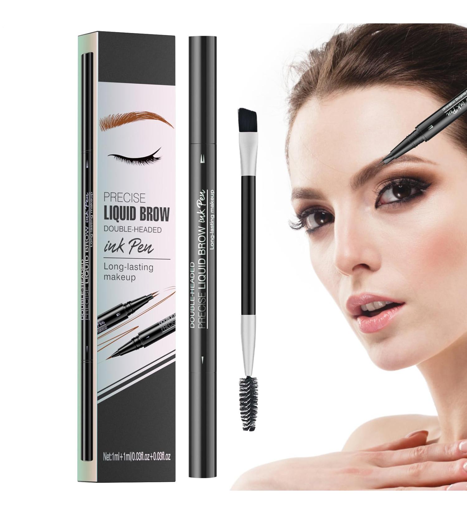 Byuexhp Waterproof Eyebrow Pen Double Head Cosmetic Pen with 2 Fork Tips Eyebrow Pen for girls beauty sustainable styling shapes lifting define dark brown 1 piece 1er Pack - Buy Online on GoSupps.com