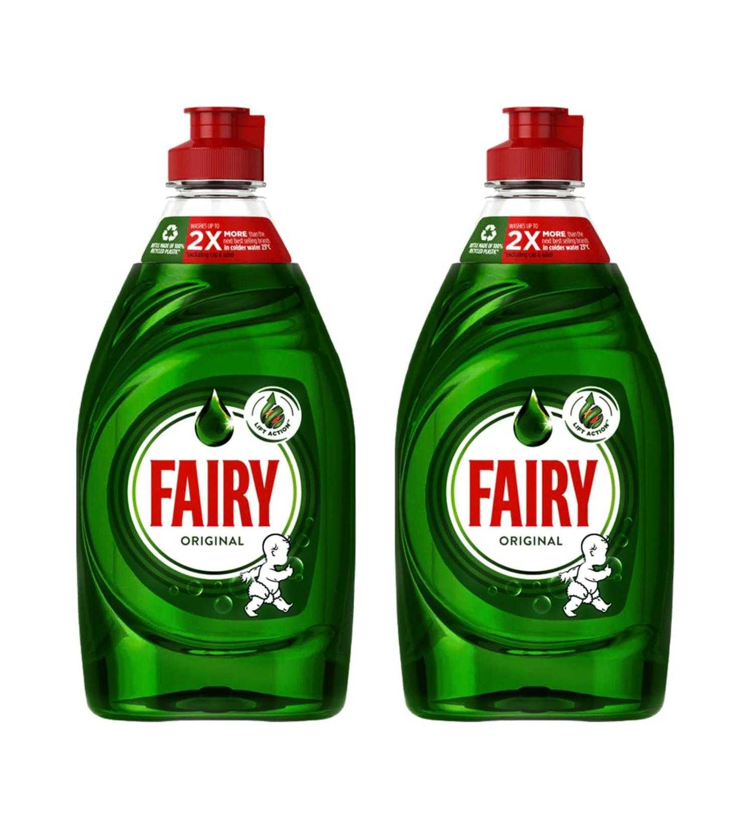 Housold 320ml Fairy Original Washing Up Liquid | 2x More Liquid Lasts 50% Longer Faster Tough Grease Cleaner Suitable for a Wide Range of Dishes and Cookwares (Pack of 2) - Buy Online on GoSupps.com