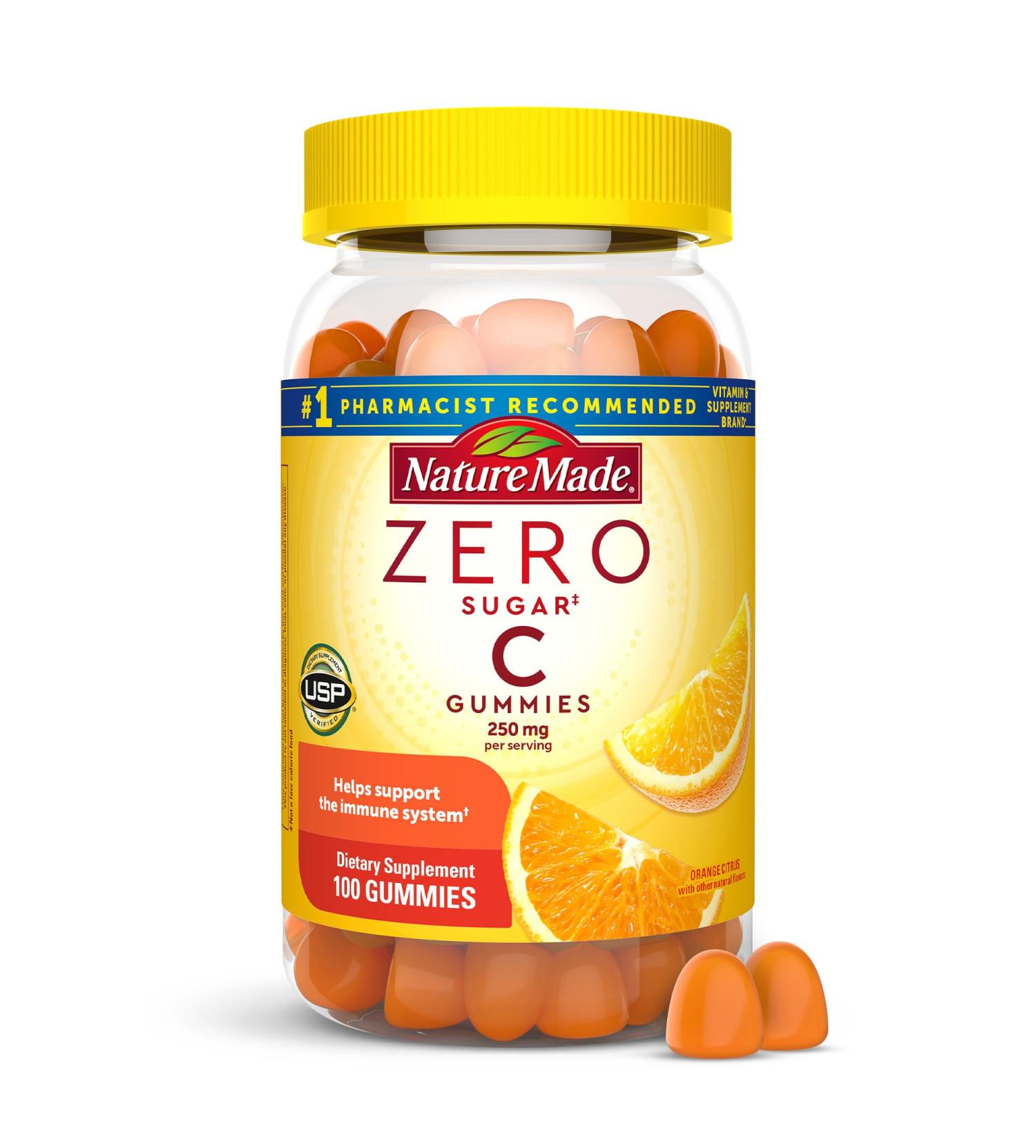 Nature Made Zero Sugar Vitamin C Gummies 250 mg Per Serving Immune & Antioxidant Support Aspartame Free 100 Sugar Free Vitamin C Gummies 50 Day Supply - Buy Online on GoSupps.com