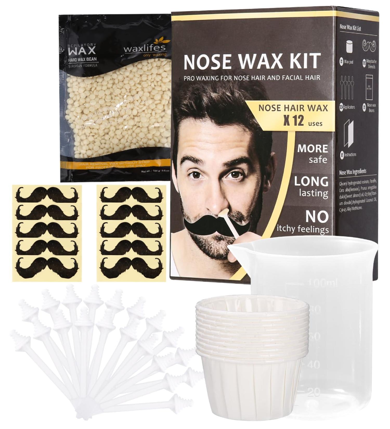 Nasal Hair Wax Set - Premium Nose Wax Kit for Men & Women | 100g Natural Ingredients & 20 Applicators | Effective Nasal Hair Removal Solution - Buy Online on GoSupps.com