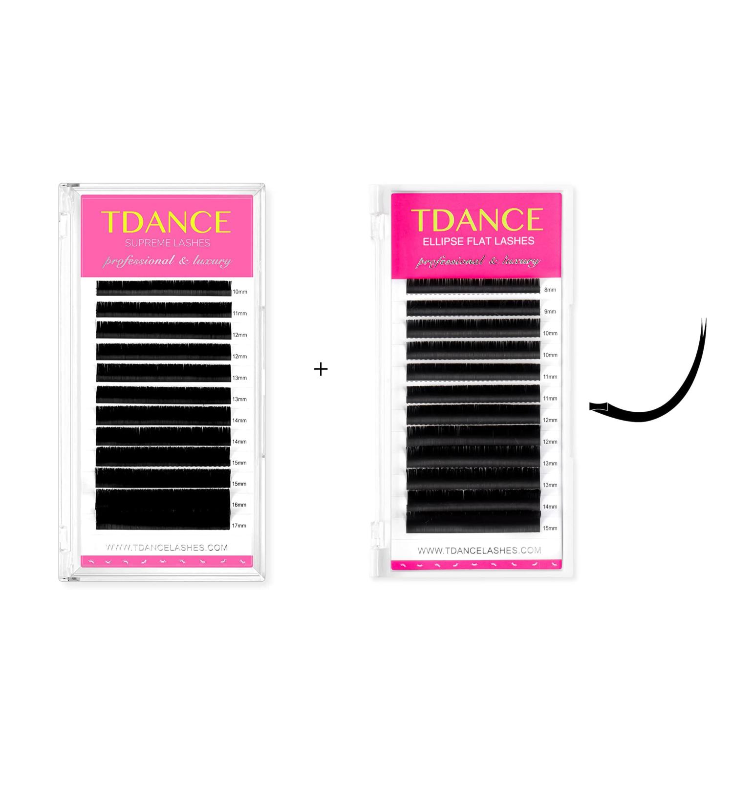 TDANCE Premium D Curl 0.03mm Eyelash Extensions Mixed 10-17mm + Ellipse Flat Lashes 0.15 CC Curl 8-15mm - Shop Now! - Buy Online on GoSupps.com
