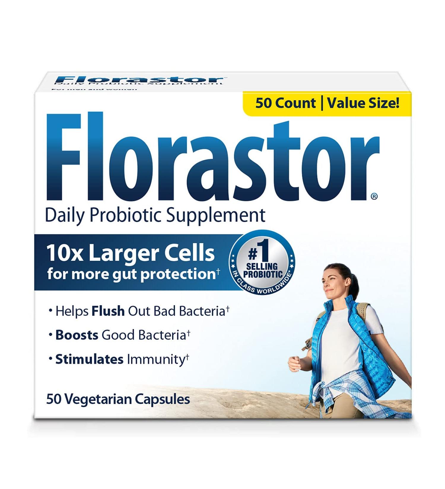 Florastor Daily Probiotic for Digestive Health - Saccharomyces Boulardii (50 Capsules) - Buy Online on GoSupps.com