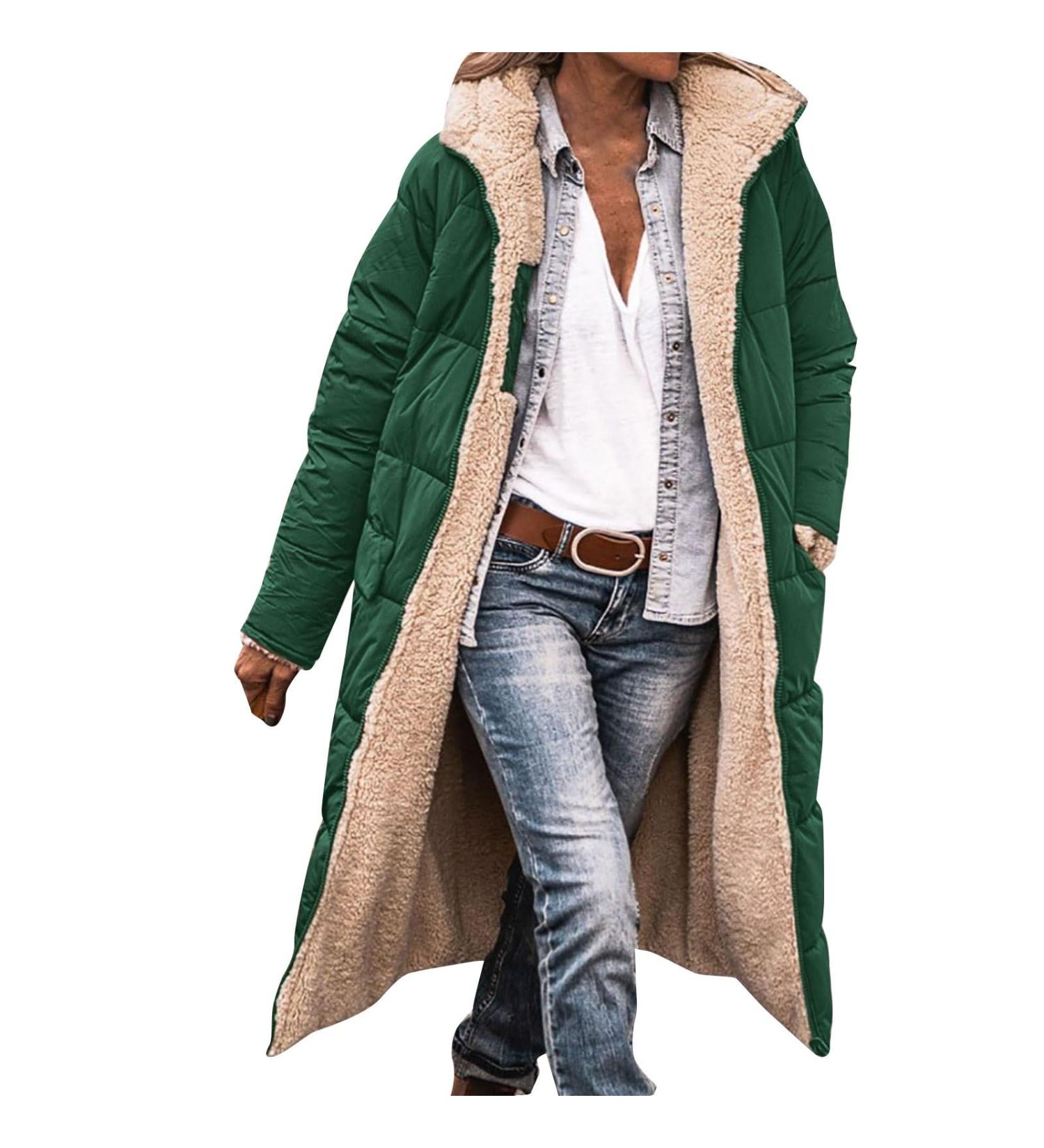 Hanxiulin Women's Fluffy Warm Zipper Fleece Jacket - Oversized Autumn Winter Plush Coat - Buy Online on GoSupps.com