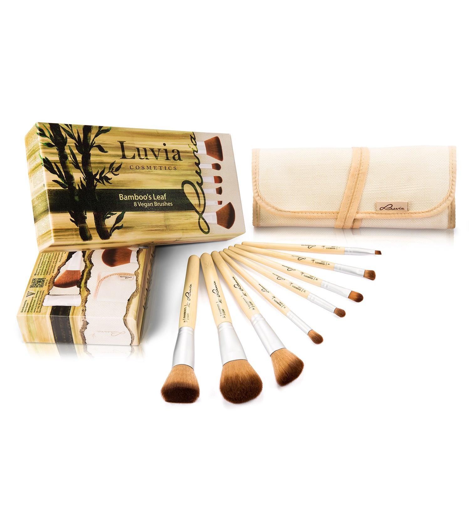 Luvia Cosmetics Bamboo Leaf Makeup Brush Set | 8 Sustainable Bamboo Brushes & Linen Storage Bag | Vegan & Allergy-Friendly - Buy Online on GoSupps.com