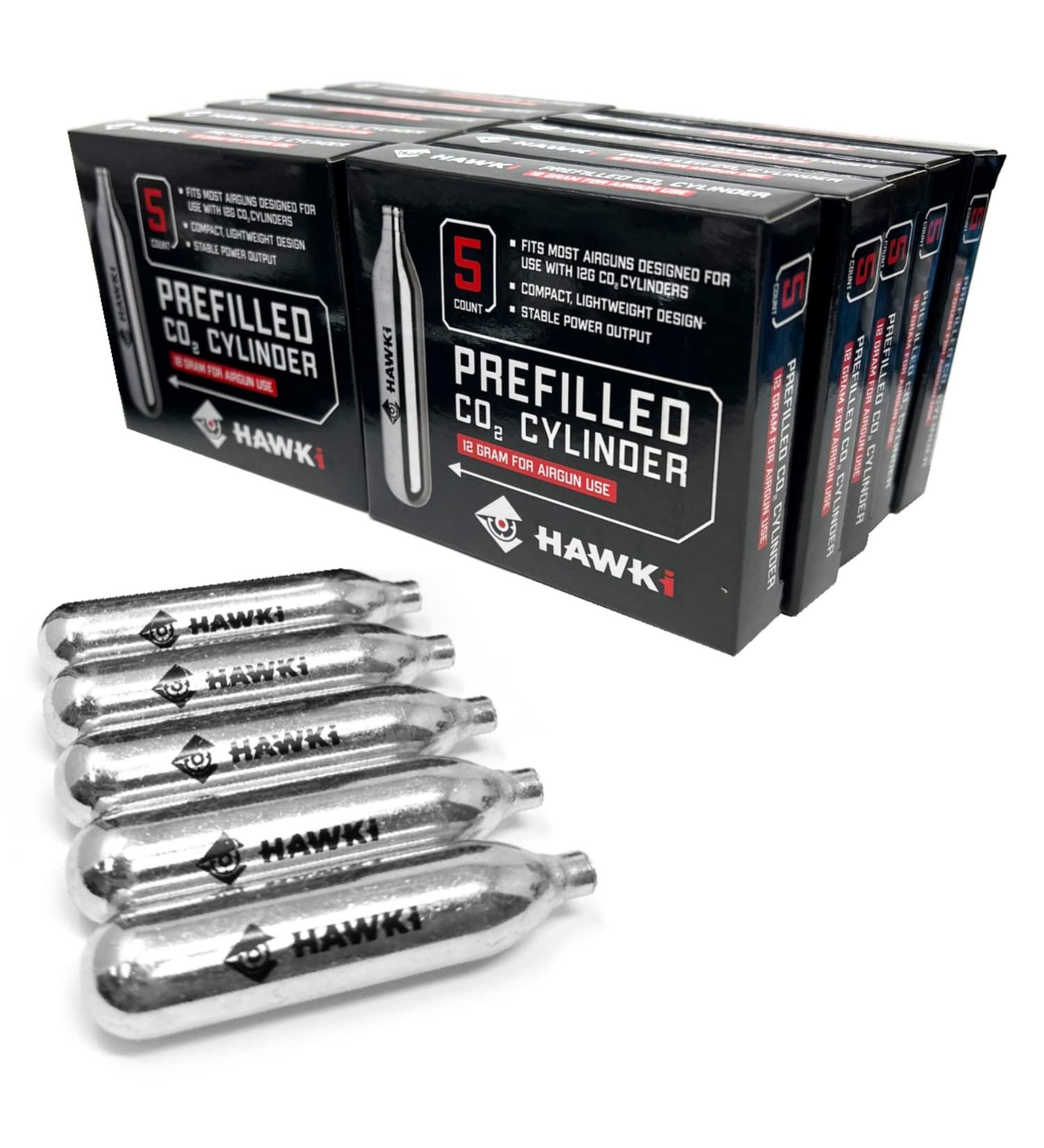 Hawki CO2 12g Cartridges for Air Guns, BB Guns, Airsoft & Paintball - 50 Pack - Buy Online on GoSupps.com