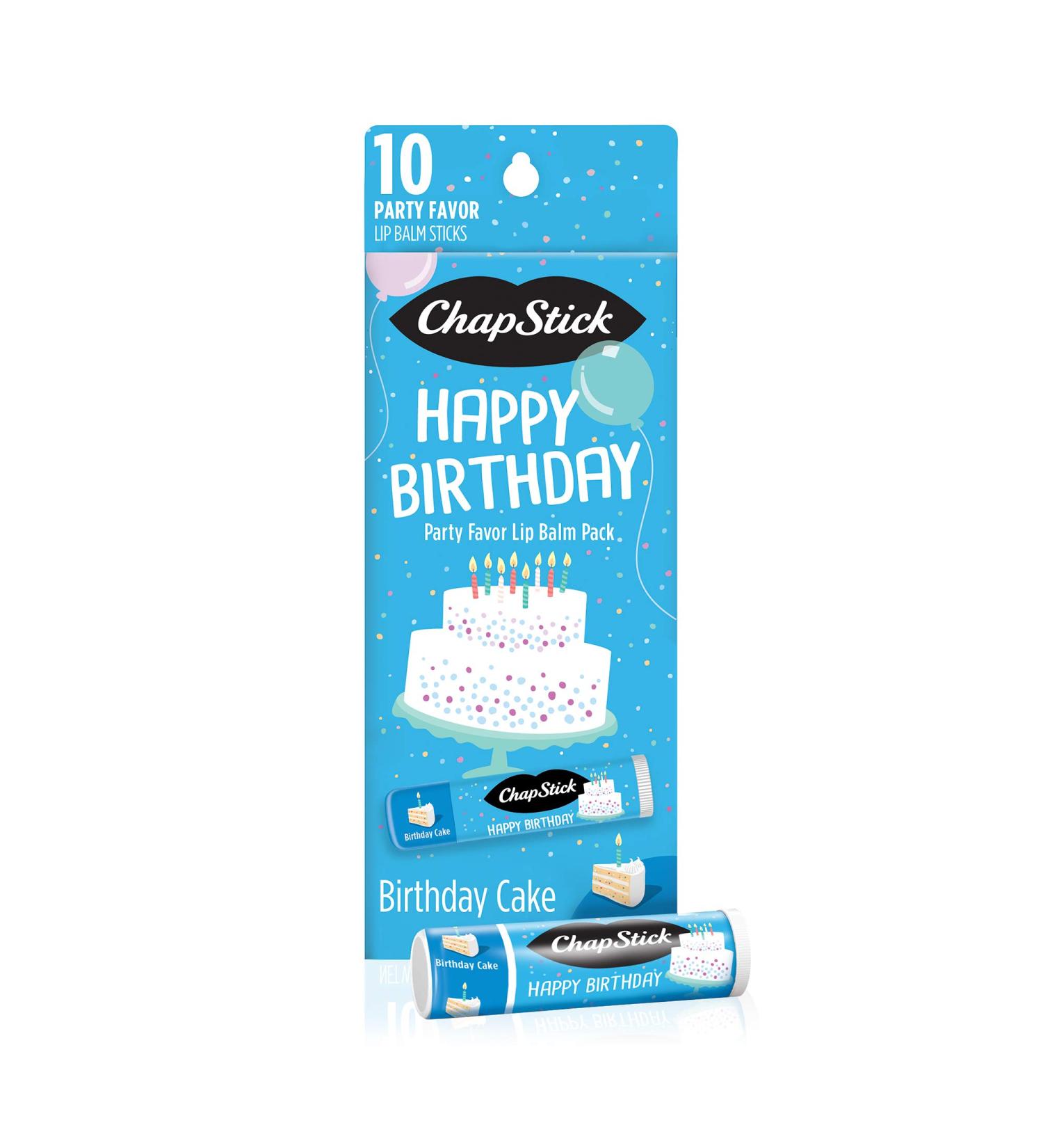 Happy Birthday Chapstick Party Favor Lip Balm Gift Pack - 10 Sticks 0.15 oz Each - Buy Online on GoSupps.com