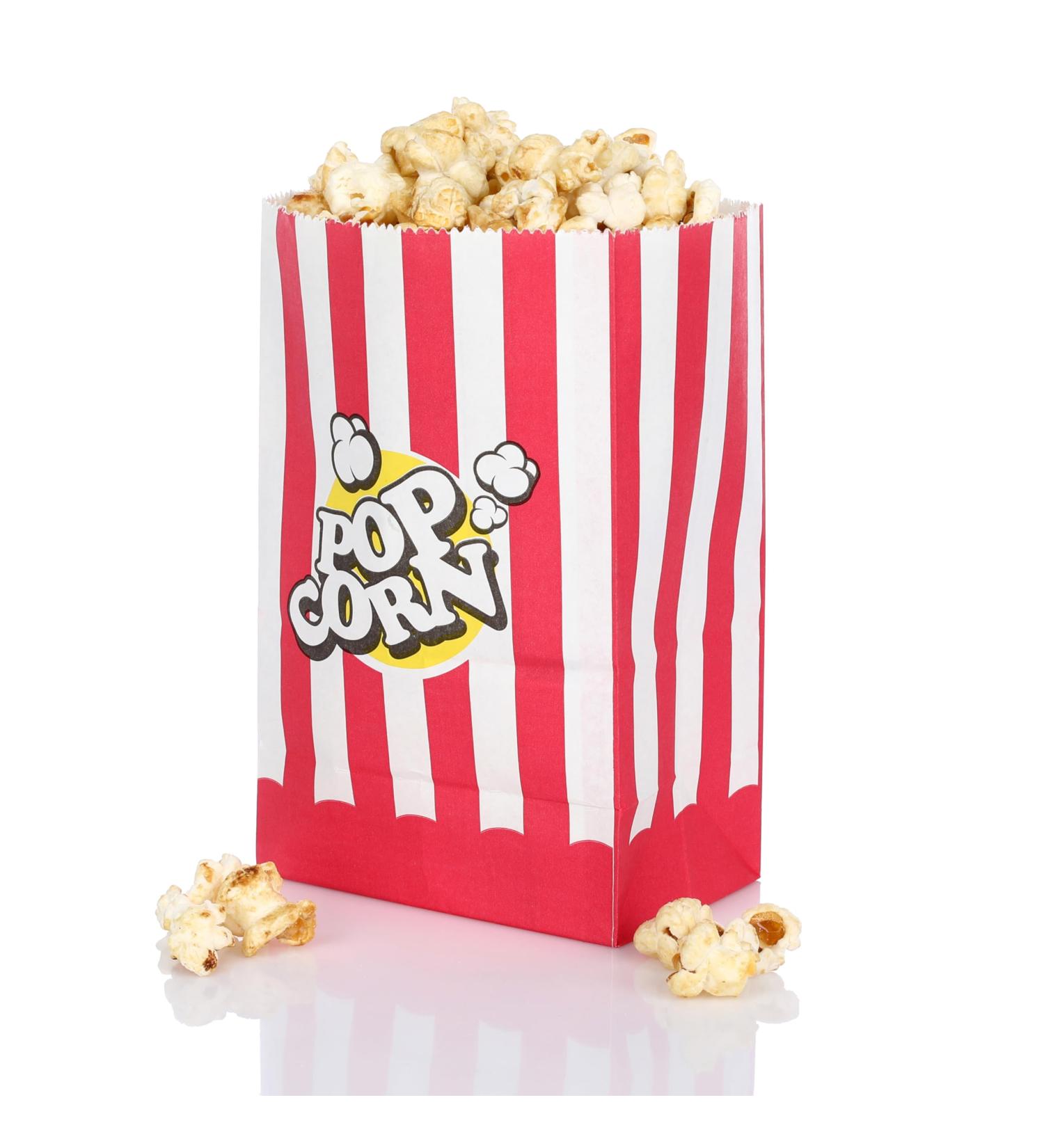 FunX Kraft Paper Popcorn Bags 80 Pack - Party Bags for Cinema Film nights Children's Birthday Parties and Sleepovers 3.9 x 2.8 x 6.3 inch Red/White Striped - Buy Online on GoSupps.com