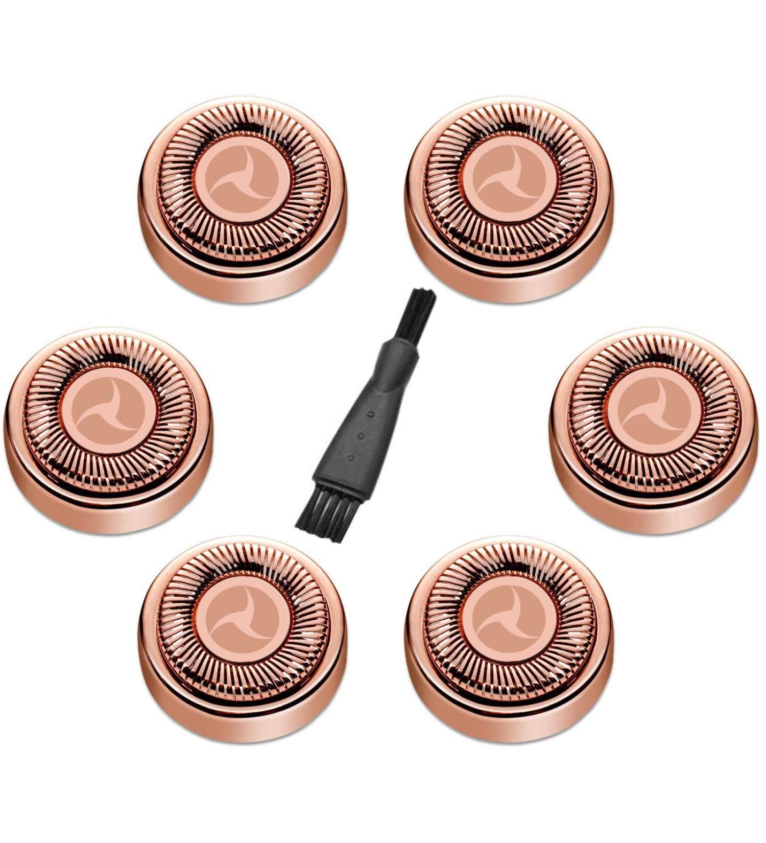 6 Pcs Replacement Heads for Women's Facial Hair Remover - Painless & Flawless Gen 1 Compatible 18K Rose Gold-Plated Blades - Includes Cleaning Brush - Buy Online on GoSupps.com