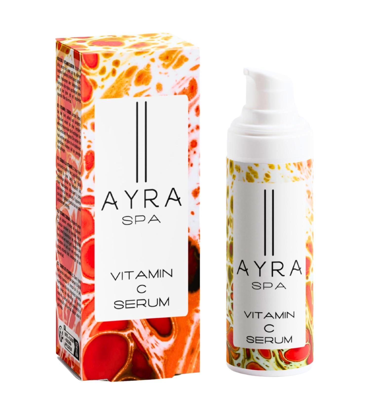 AYRA SPA Vitamin C Serum with Ferulic Acid & Hyaluronic Acid Packed with Vitamins & Antioxidants Firming Moisturizing & Brightening VEGAN and 99 Natural COSMOS certified - Buy Online on GoSupps.com