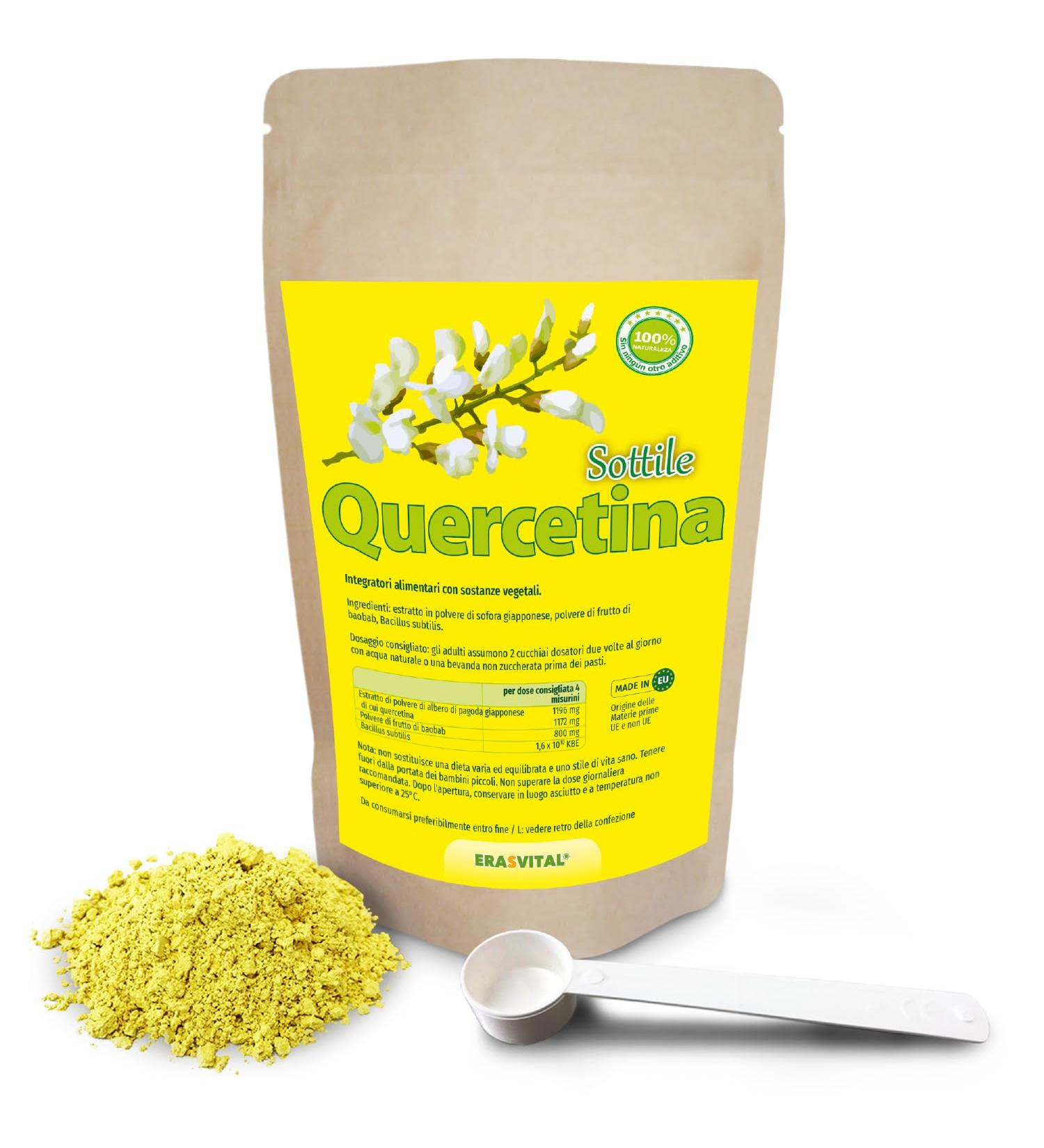  ERASVITAL Quercetin Subtilis powder with important companions - Baobab fruit powder (a good supplier of vitamin C) and Bacillus Subtili - Buy Online on GoSupps.com