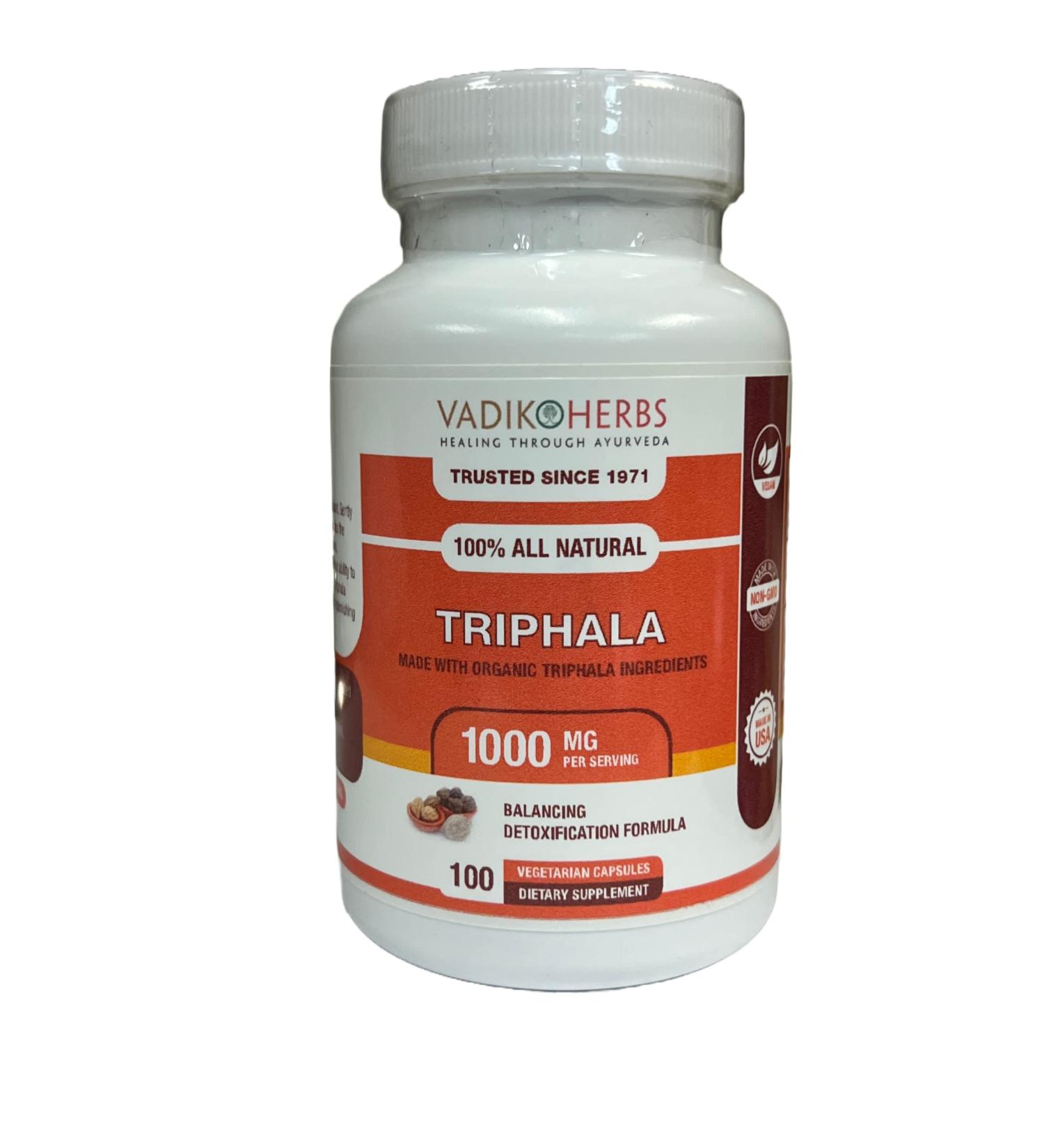 Vadik Herbs Triphala Powder Organic Capsules - 100 Count | Immune System Support Supplements - Buy Online on GoSupps.com