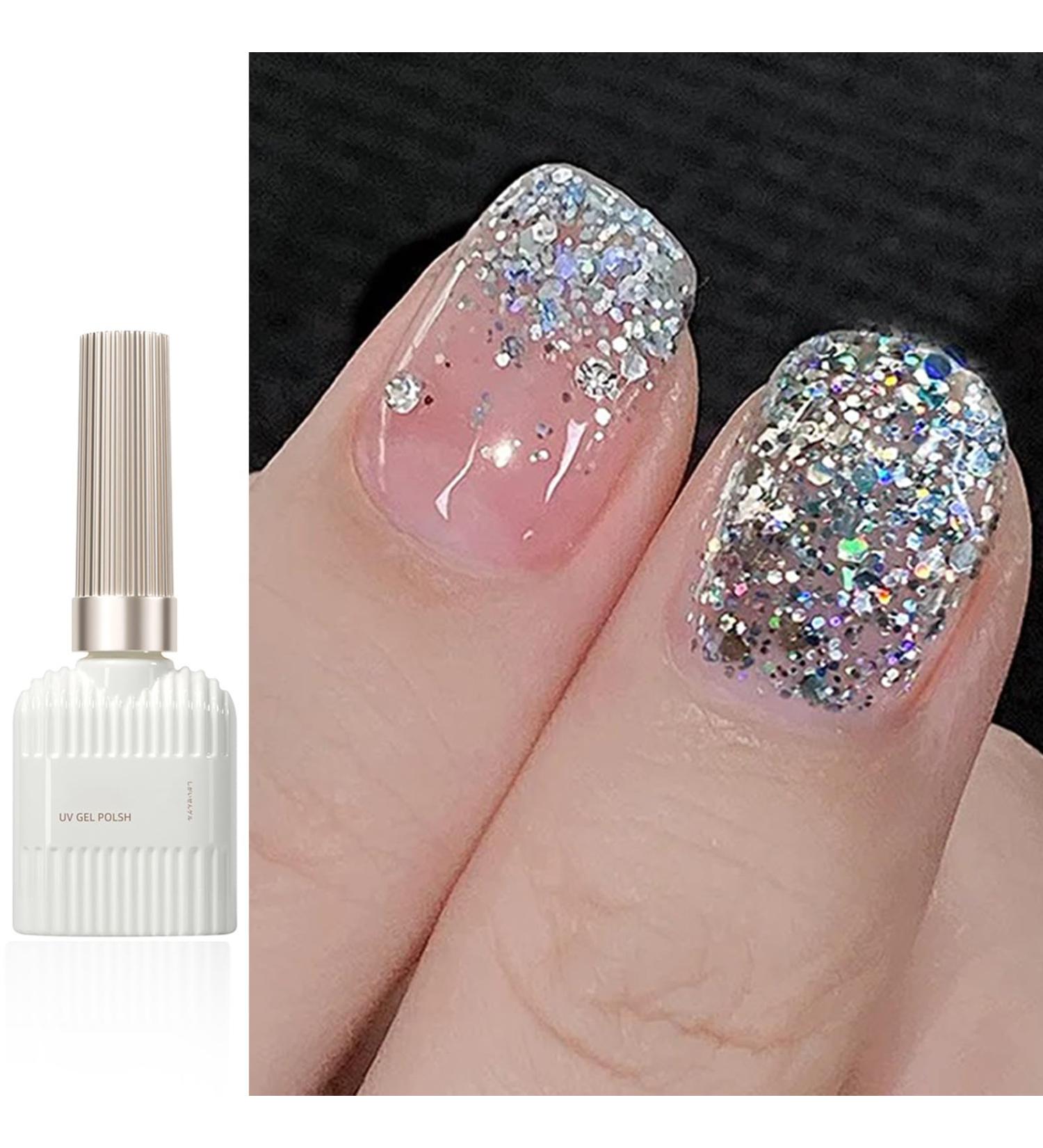 Gel Nail Polish Glitter Sequin Gel Polish UV/LED Soak-Off Gel Nail Varnish Highly Pigmented Shimmer Gel Nail Varnish Long-lasting Nail Glitter for Home Nail Manicure Salon DIY - Buy Online on GoSupps.com