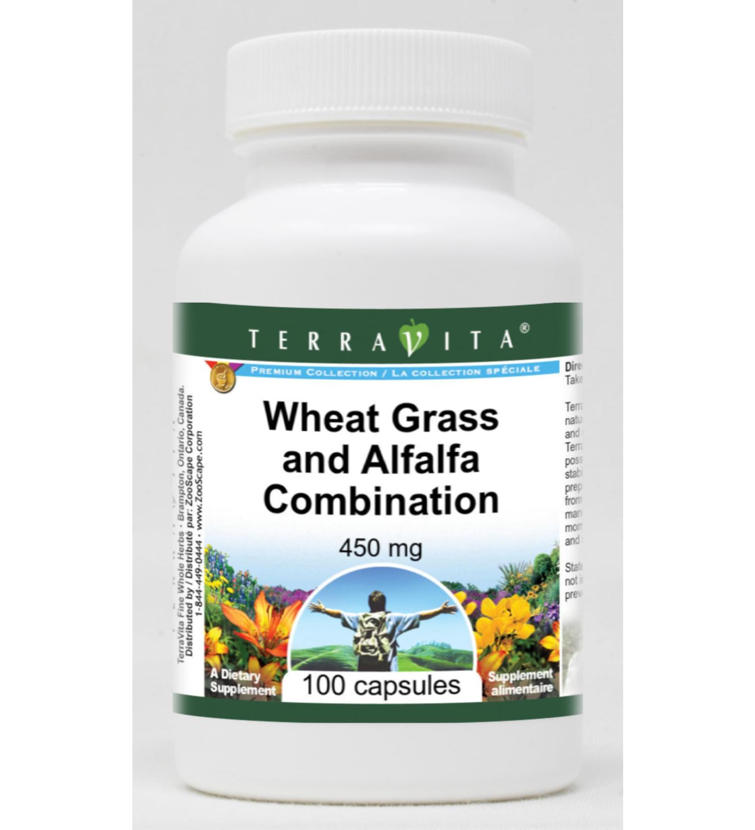 Wheat Grass and Alfalfa Combination - 450 mg (100 Capsules ZIN: 516431) - Buy Online on GoSupps.com