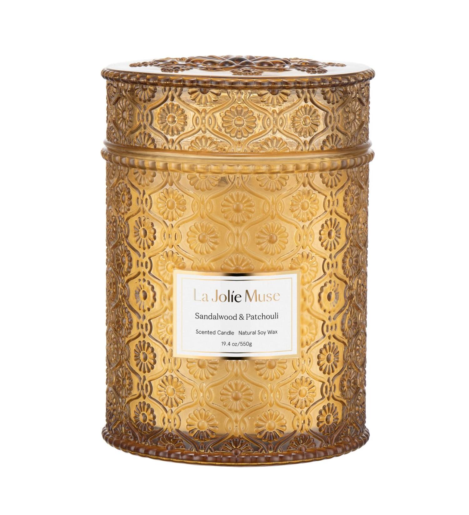 La Jol e Muse Sandalwood & Patchouli Fragrance Candle - 550g Natural Soy | 90 Hours Burn Time | Perfect Gift for Home D cor - Buy Online on GoSupps.com