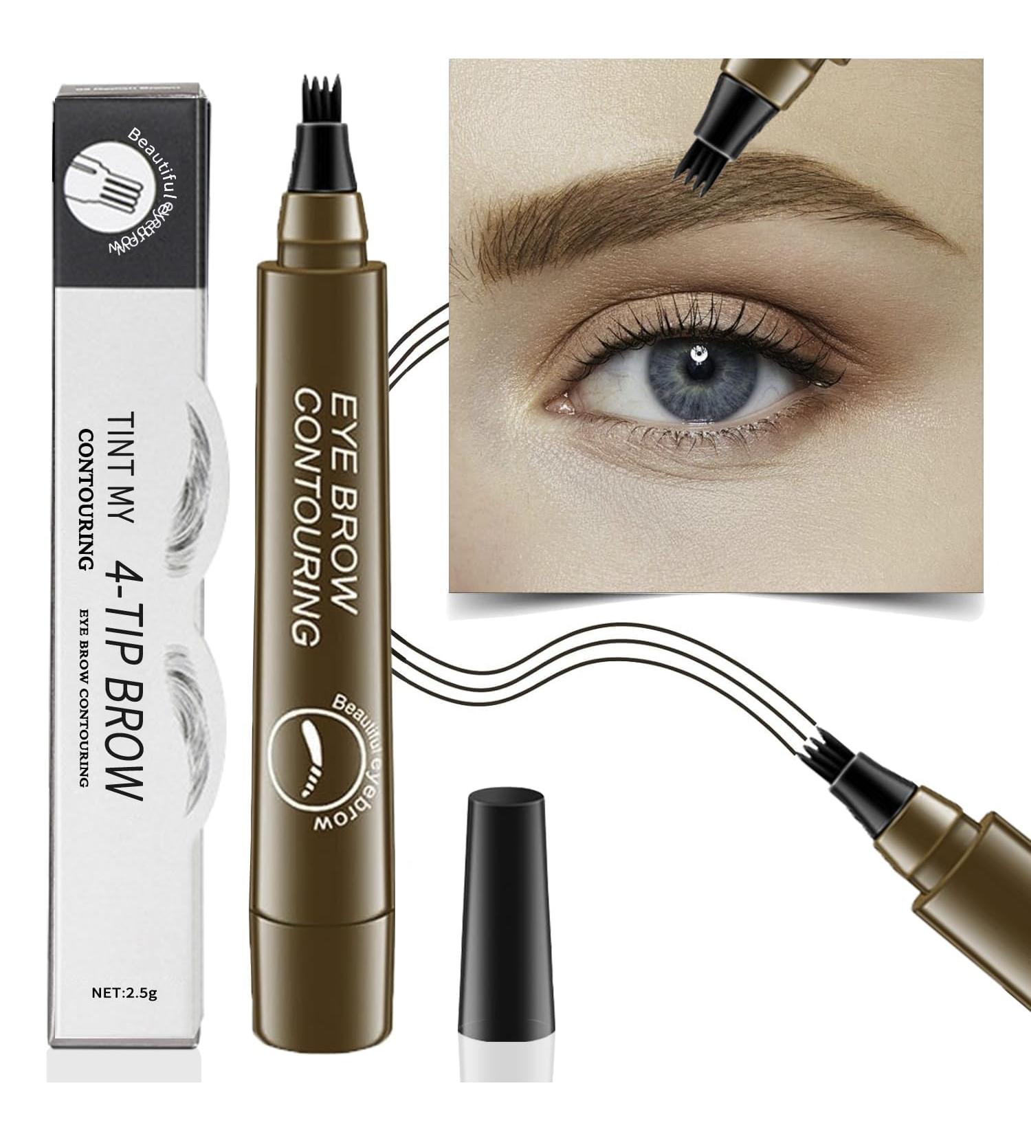 Buy Waterproof Dark Brown Eyebrow Pencil - 4 Tip Microblading Pen for Natural Brows | Long-Lasting & Smudge-Proof - Buy Online on GoSupps.com