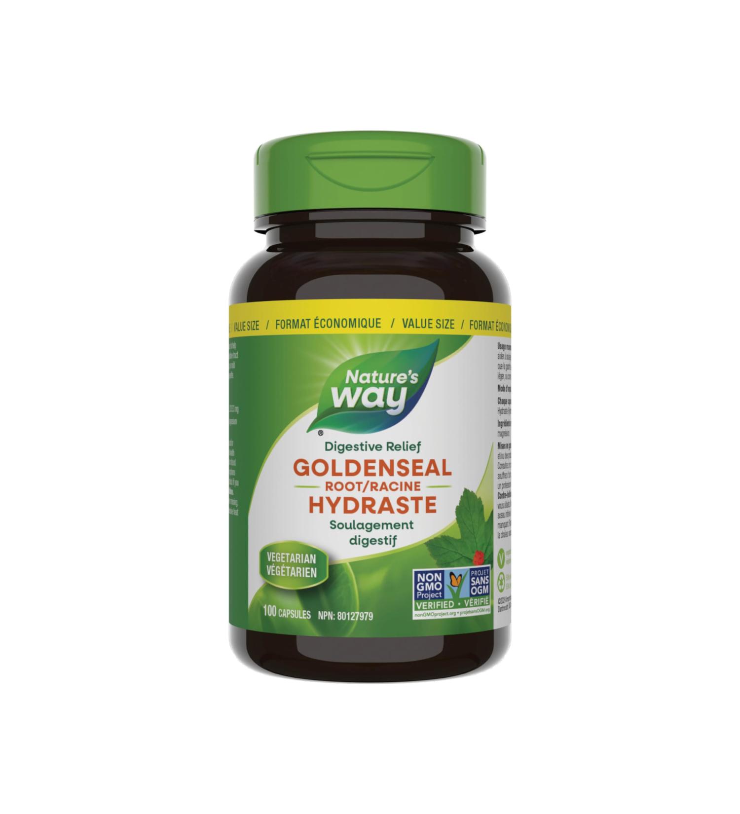 Nature's Way Goldenseal Root Relieve digestive upset - Aid Digestion Mild Laxative - Non-GMO - 100 Vegetarian Capsules Value Size Natural 100 count (Pack of 1) - Buy Online on GoSupps.com