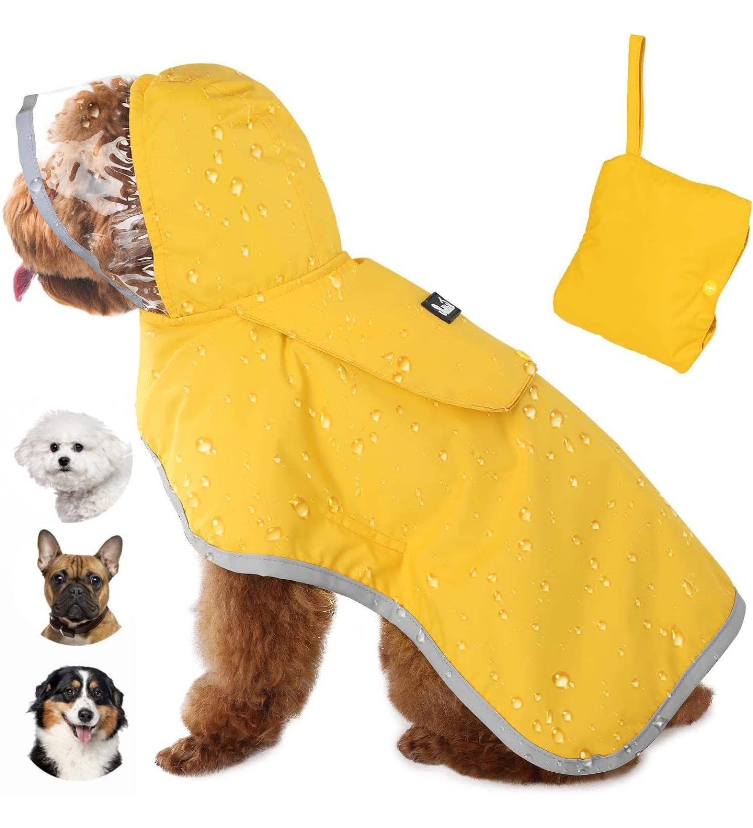 Buy Eyin Waterproof Dog Rain Coat - Windproof & Reflective Small Dog Jacket with Soft Lining & Hood for All Weather Walks - Buy Online on GoSupps.com