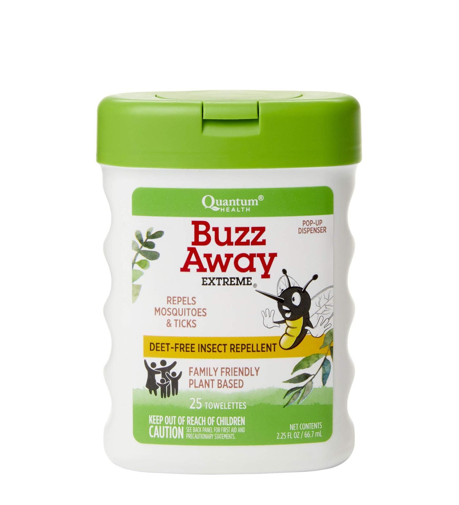 Quantum Health Buzz Away Extreme Towelettes | DEET-Free Insect Repellent Wipes with Essential Oils, 25 Count - Buy Online on GoSupps.com
