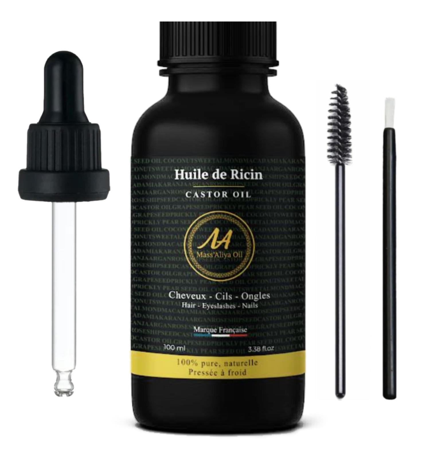 100% Pure Castor Oil Mass Aliya Oil 100 ML-Pipette Eyelash Brush & Nail Brush.Nourishes and promotes the growth of hair hair eyelashes eyebrows nails.Moisturizes the cuticles.Complete care - Buy Online on GoSupps.com