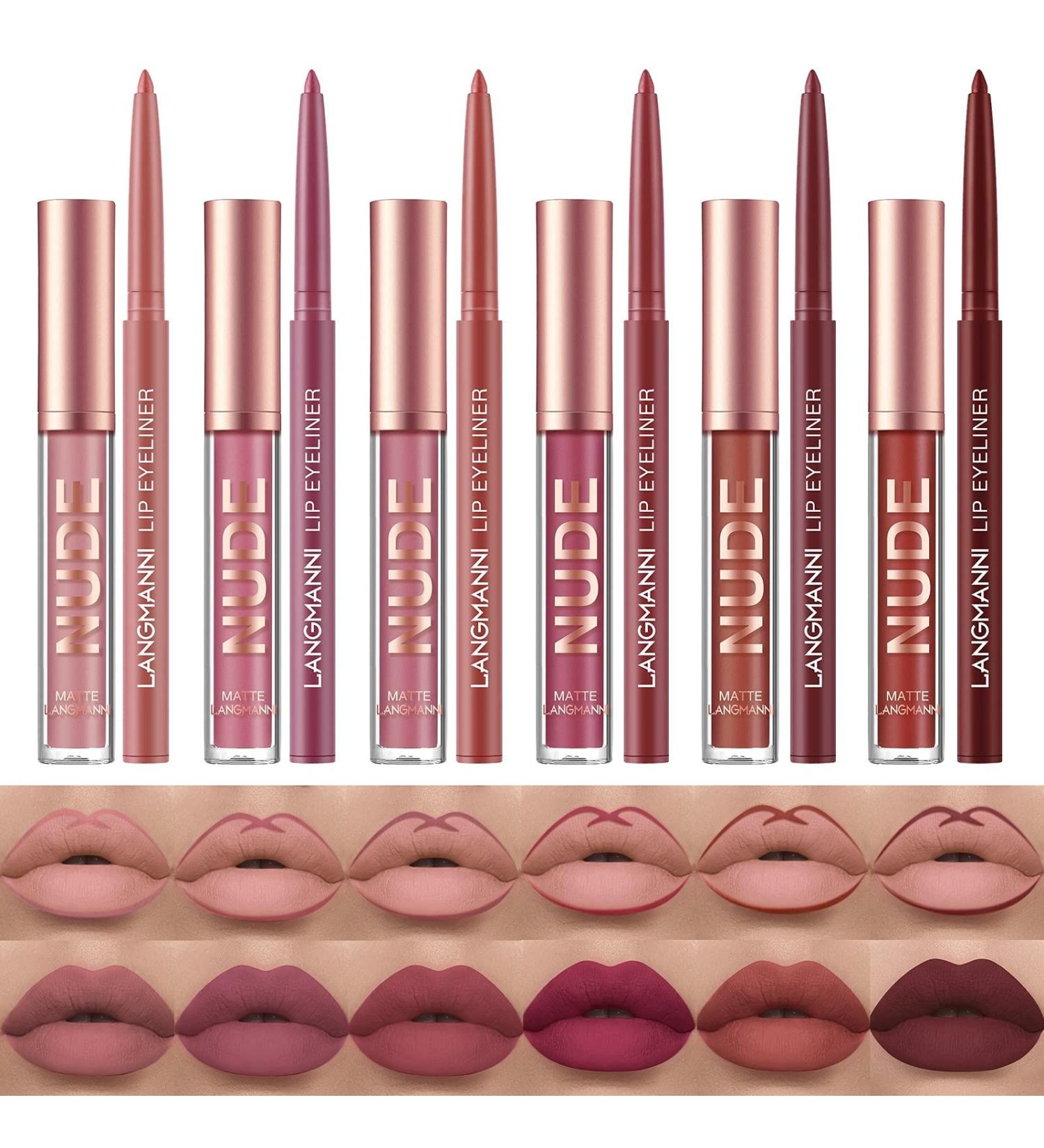 URQT 12pcs Lip Liner and Lipstick Makeup Set - Velvety Matte Liquid Lipsticks and Smooth Lip Liners for Long-Lasting Waterproof Lips - One Step Makeup Kit Gift Set - Buy Online on GoSupps.com