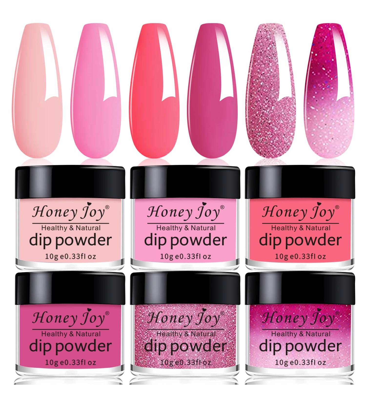 Honey Joy Color Changing Dip Powder Nail Kit - 6 Colors Summer Glitter Pink Dipping Set for DIY Manicure - No Need for Nail Lamp - Perfect Gift for Women - Buy Online on GoSupps.com