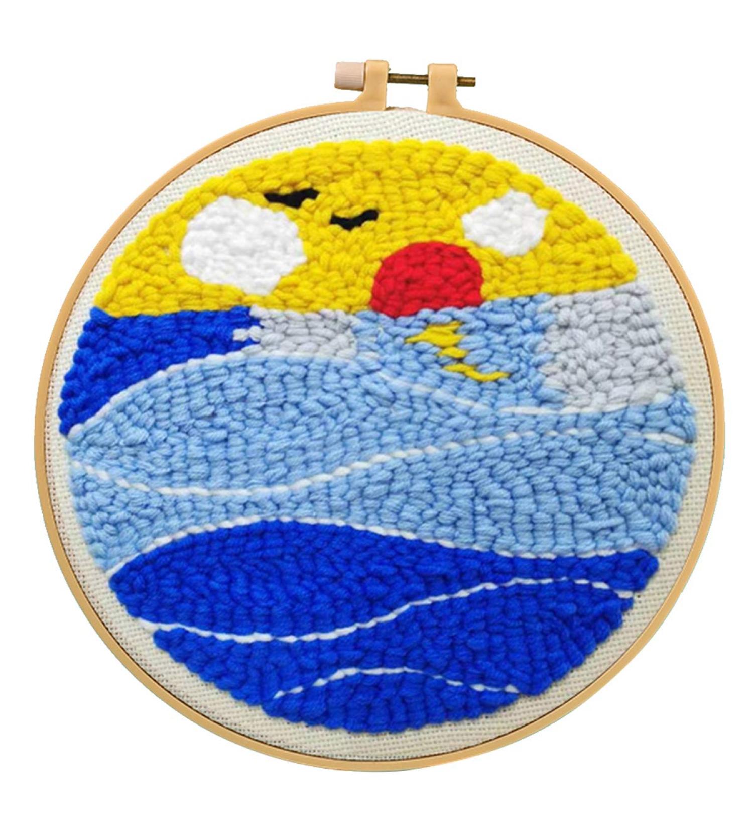 Maydear Punch Needle Starter Kit with Embroidery Pen & Hoop - Sunset Design | Beginner Cartoon Rug Hooking Kit - Buy Online on GoSupps.com