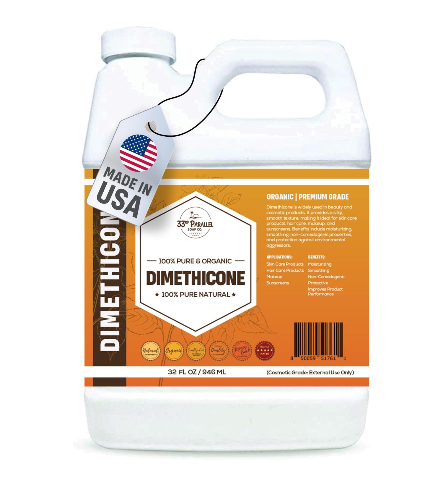 33rd Parallel | DIMETHICONE Oil (32 oz) 100% Pure, Cosmetic Grade | Widely Used in Moisturizers, Lotions, Primers, Foundations, Hair Products, Sunscreen, Wound Care | 32 Ounces - Buy Online on GoSupps.com