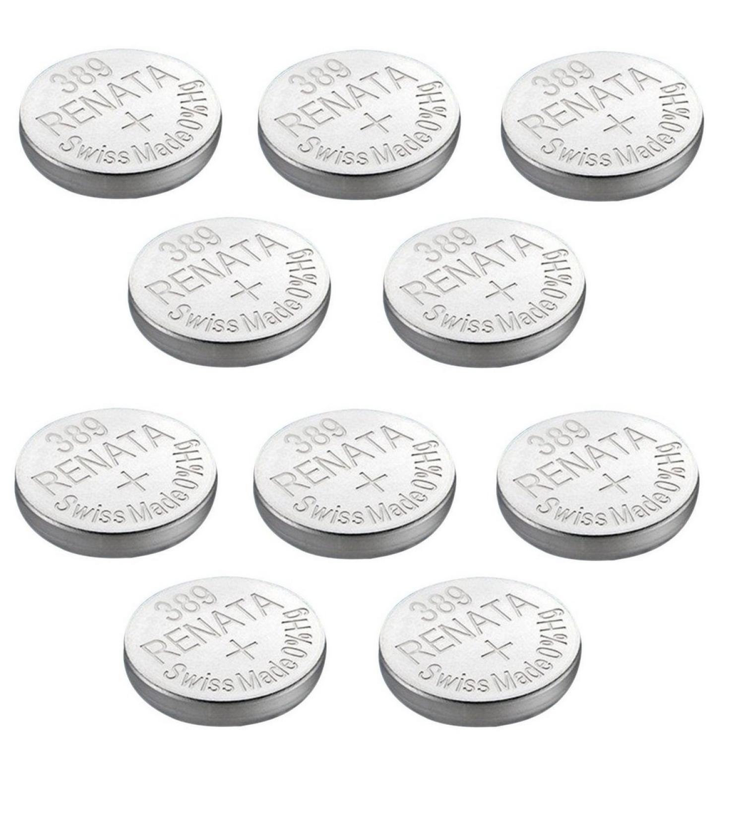 Renata Watch Battery Swiss Made Renata 389 or SR1130SW Or AG10 1.5V (10 Batteries 389 or SR 1130 SW)