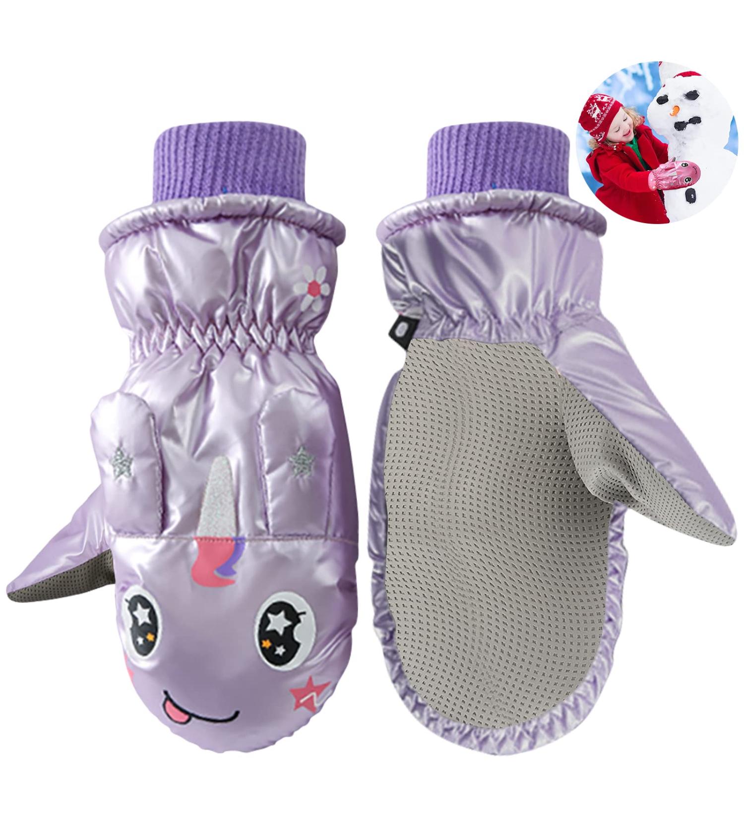Seasboes Kids Ski Gloves - Waterproof Windproof Winter Gloves for Girls - Warm & Durable for Skiing Hiking Cycling & Outdoor Sports - Violet - Buy Online on GoSupps.com
