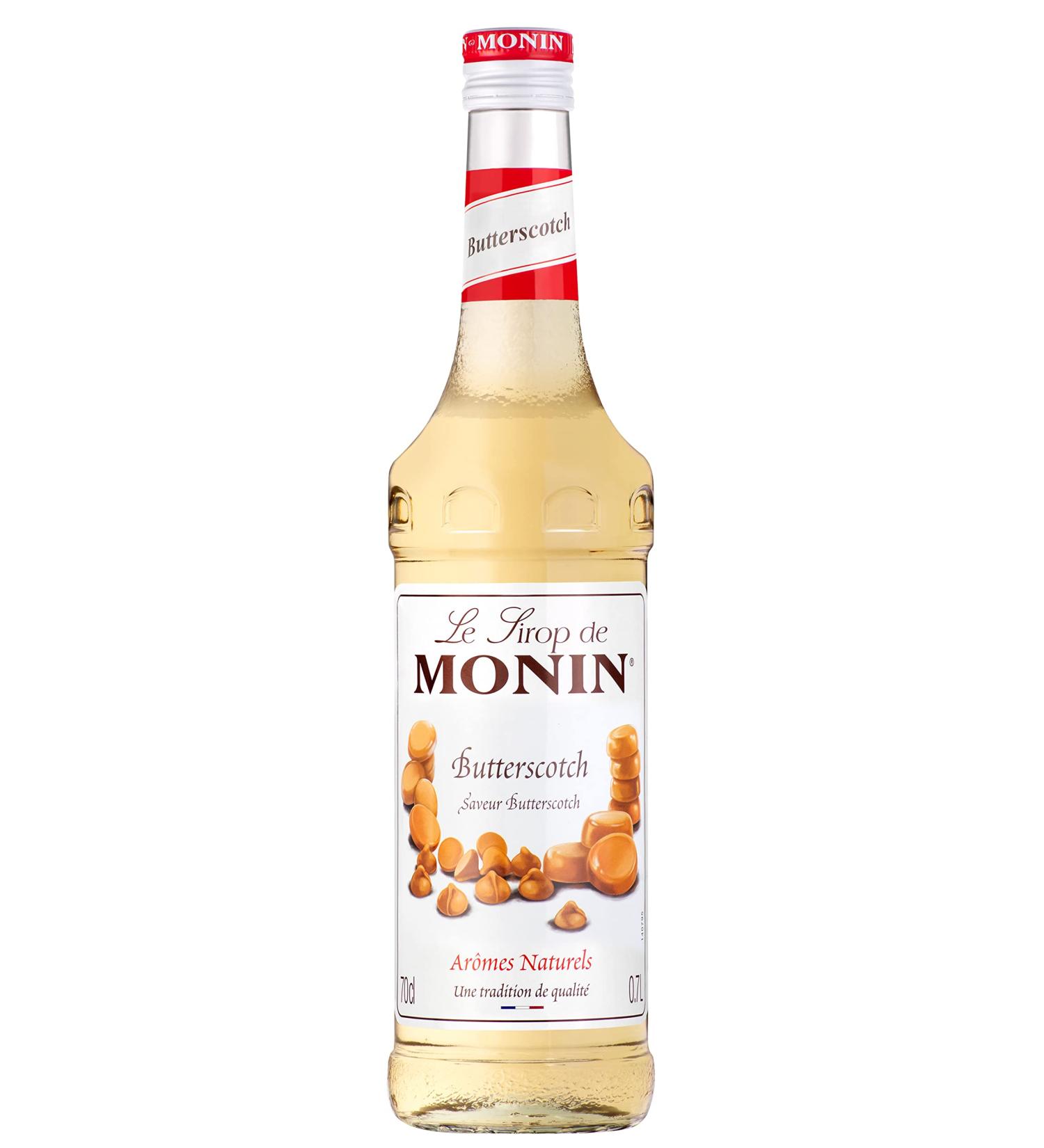 MONIN Premium Butterscotch Syrup 700ml - Vegan-Friendly, Allergen-Free, 100% Natural - Ideal for Cocktails and Mocktails - Buy Online on GoSupps.com