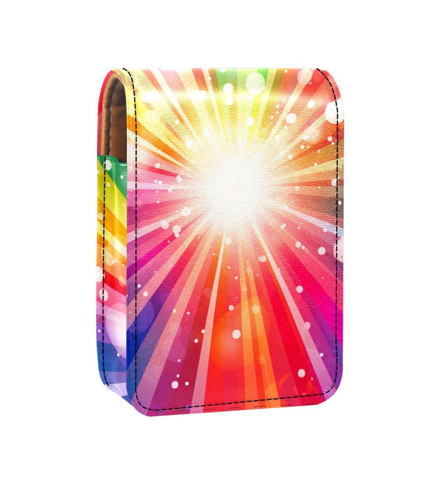 Portable Travel Lipstick Organizer Case with Mirror - Colorful Rainbow Makeup Bag for International Shipping - Buy Online on GoSupps.com