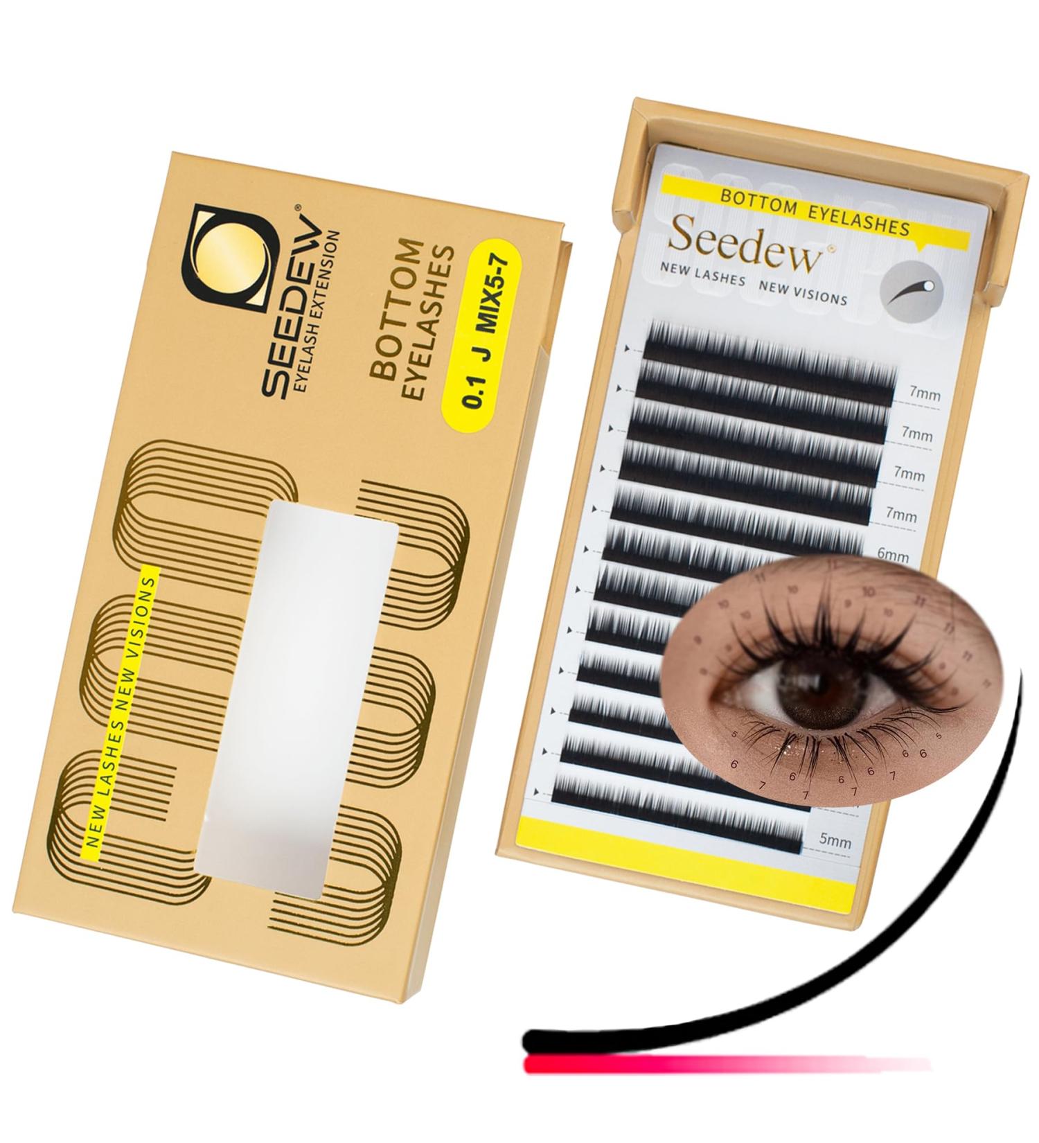 SEEDEW Bottom Lash Extensions MIX5-7mm J Curl 0.10mm 12 Rows/Tray Classic Individual Single Natural Soft Lightweight Eyelashes Grafting for Lash Artists Beauty Salon(Matte Black-0.1-J-MIX5-7mm) 5-7mmMIX Black J 0.10mm - Buy Online on GoSupps.com