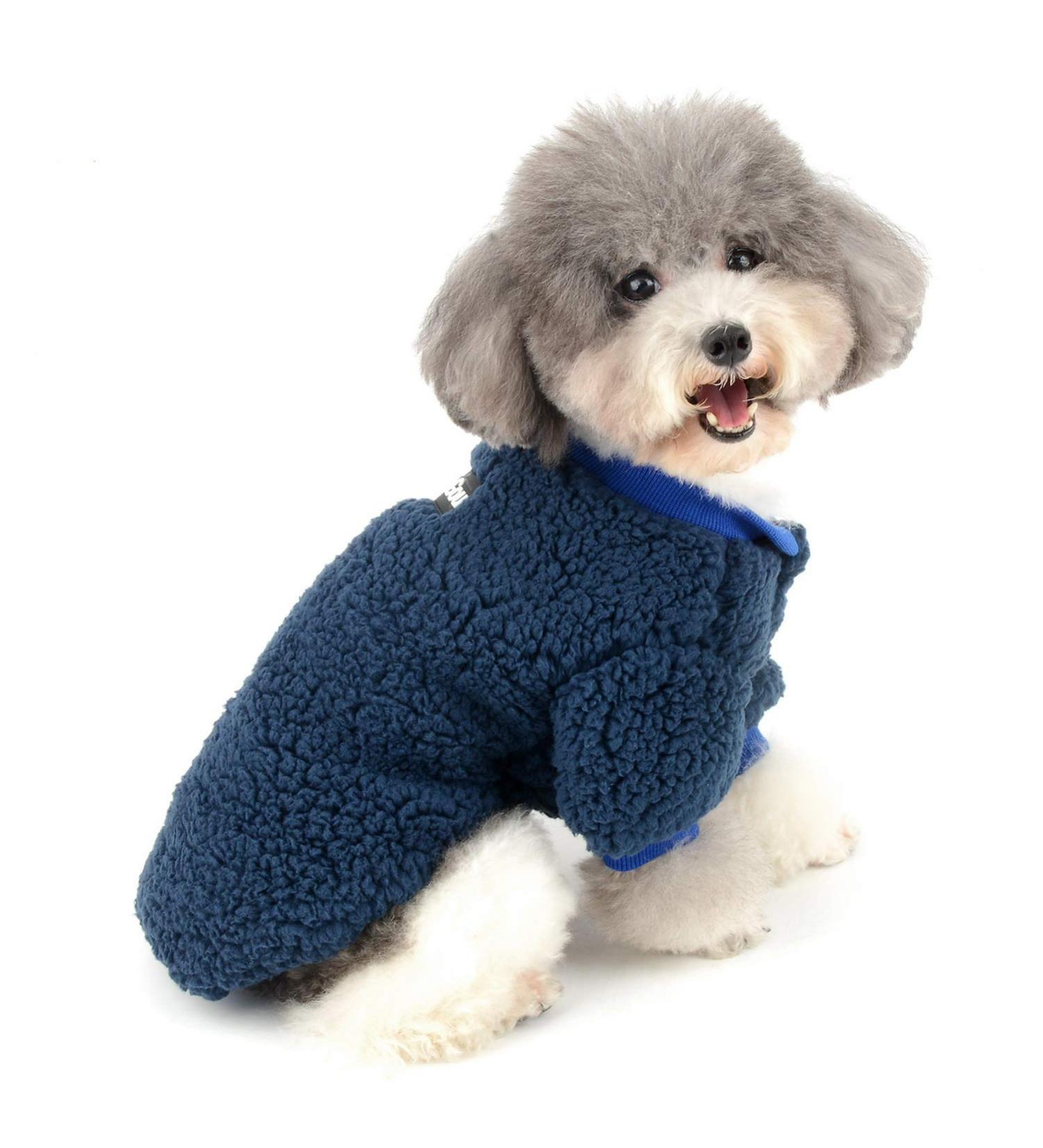 Zunea Winter Coats for Small Dogs | Fleece Warm Dog Sweater & Jacket | Blue Chihuahua & Cat Clothes | Pet Boys & Girls Fashion - Buy Online on GoSupps.com