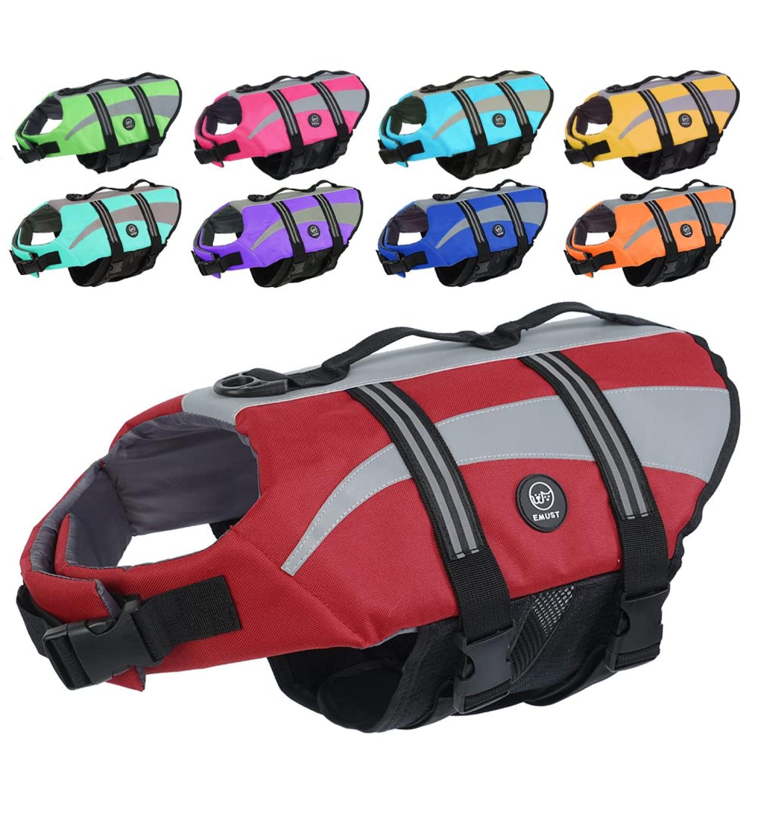 Emust Lifeguard Dog Life Jacket - Lightweight Swimming Vest for Small Medium & Large Dogs - Red XL - Ideal for Boating & Water Safety - Buy Online on GoSupps.com