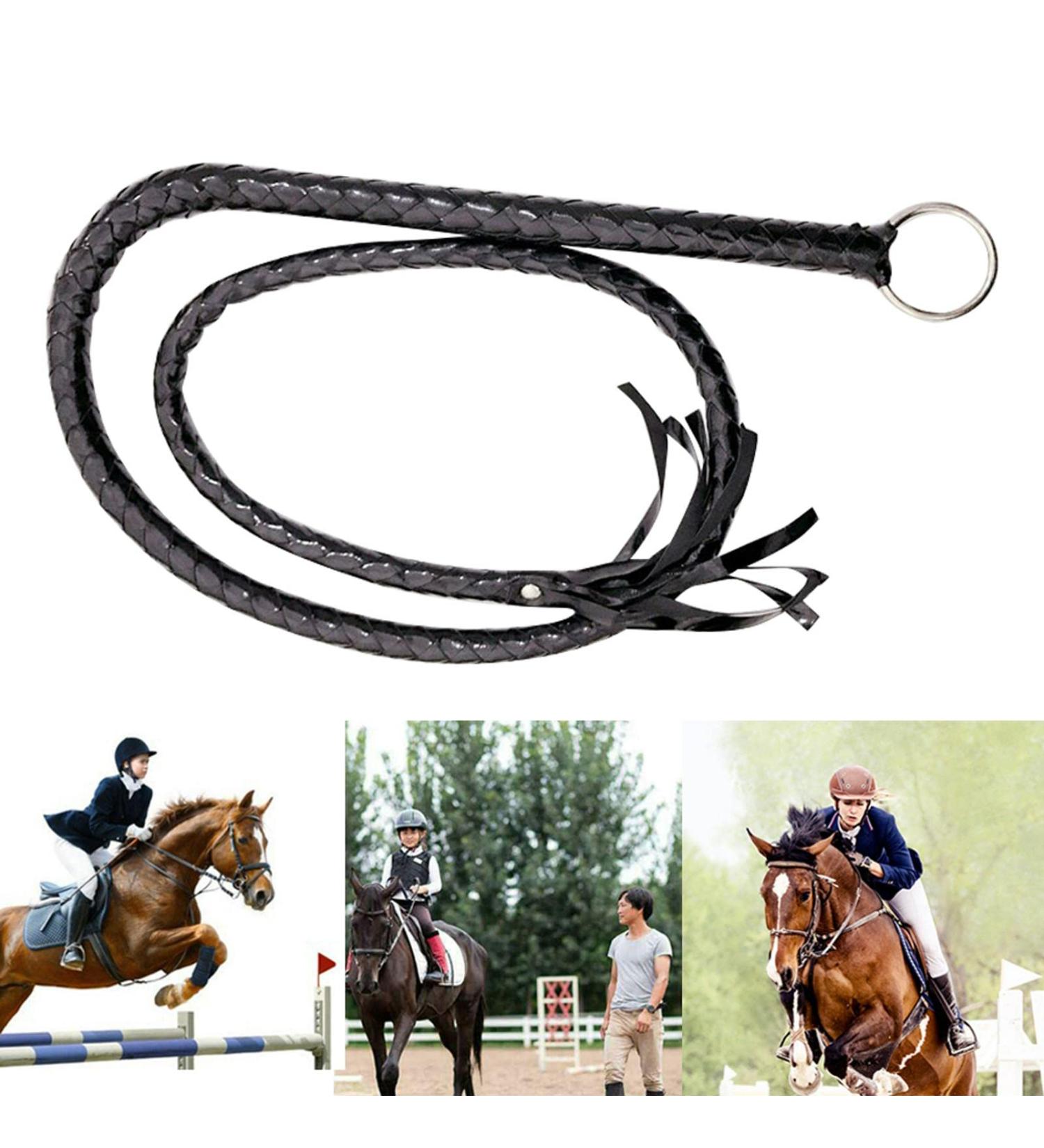 Riding Crop 55" for Horses  Faux Leather Black Whip Costume Whip Handmade Bullwhip  Horse Riding Crops Equestrianism Whips for Stage Performance Racing Cosplay Costume Accessories - Buy Online on GoSupps.com